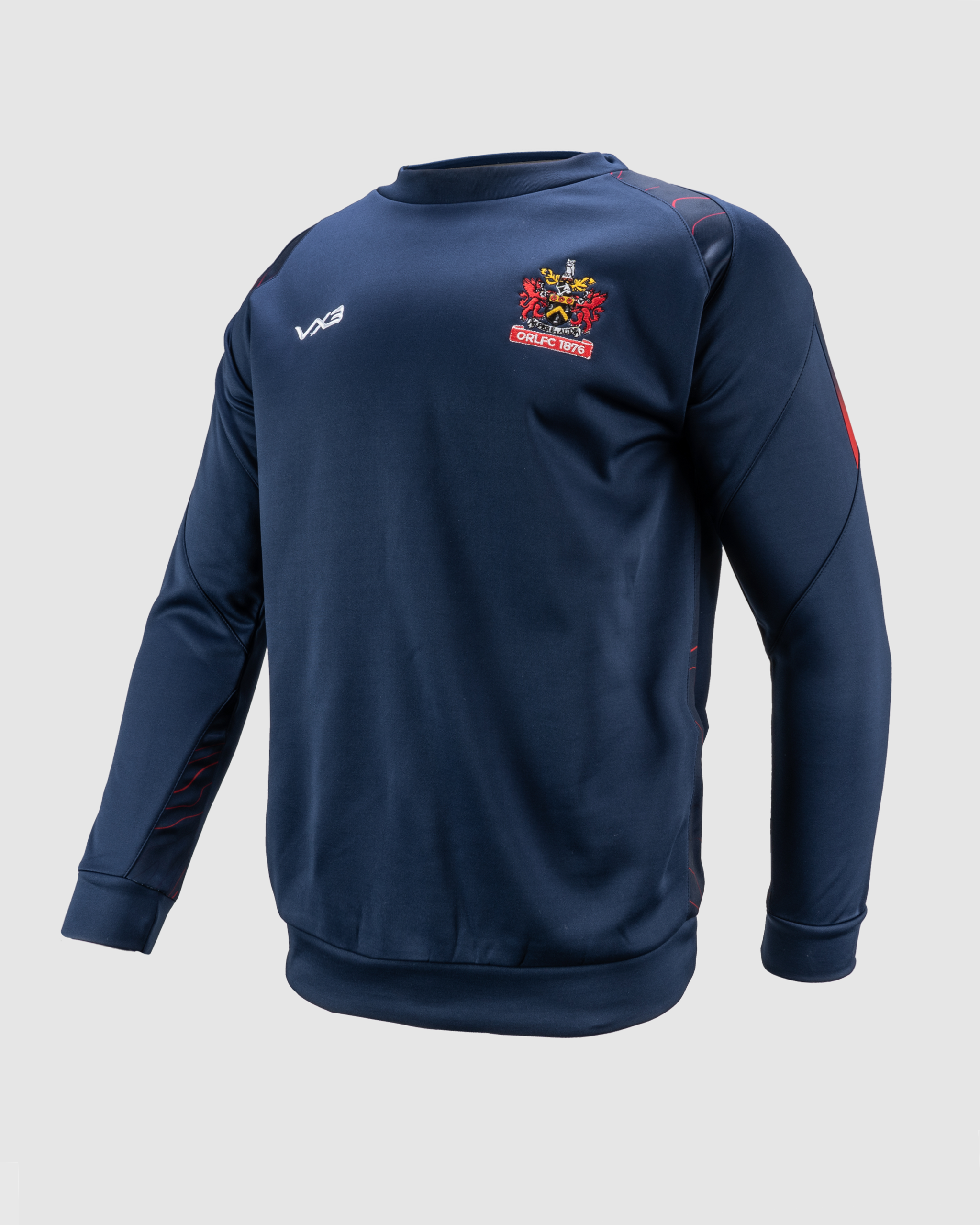 Oldham RLFC 2025 Quadrigo Training Sweatshirt Navy/Red Youth
