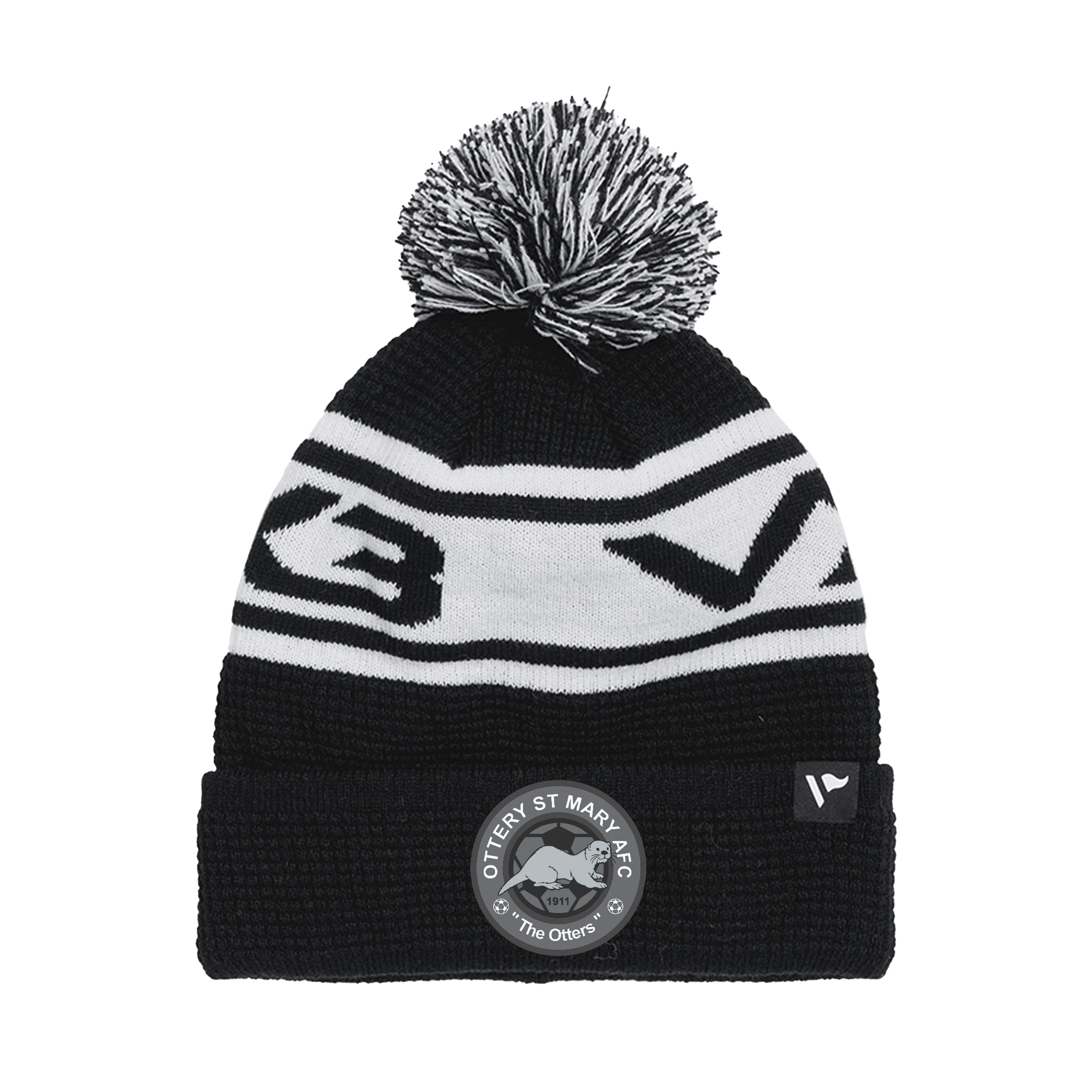 Ottery St Mary Football Club Coaches Waffle Knit Bobble Hat - Black/White