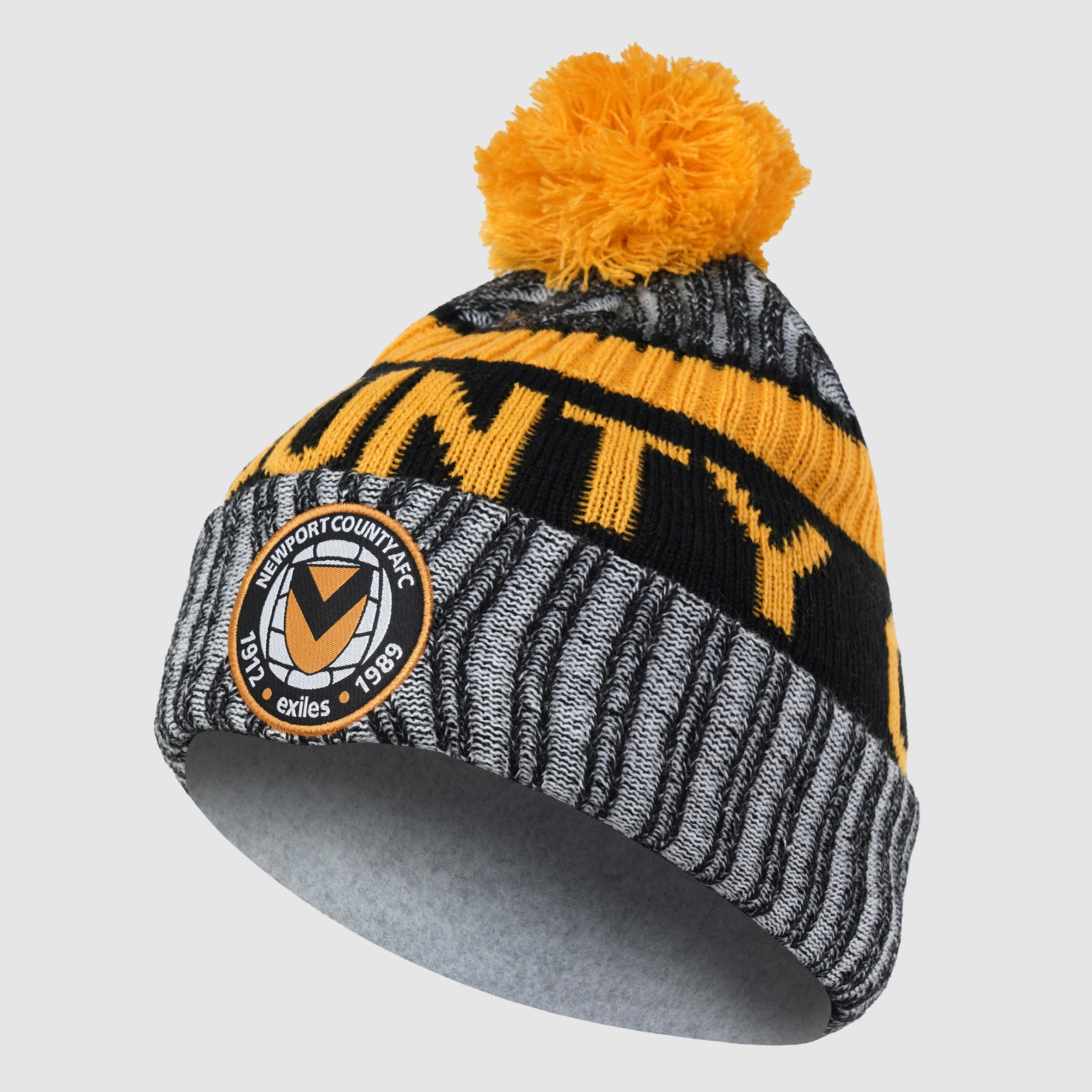 Newport County AFC Bobble Hat 23/24 Black/Amber