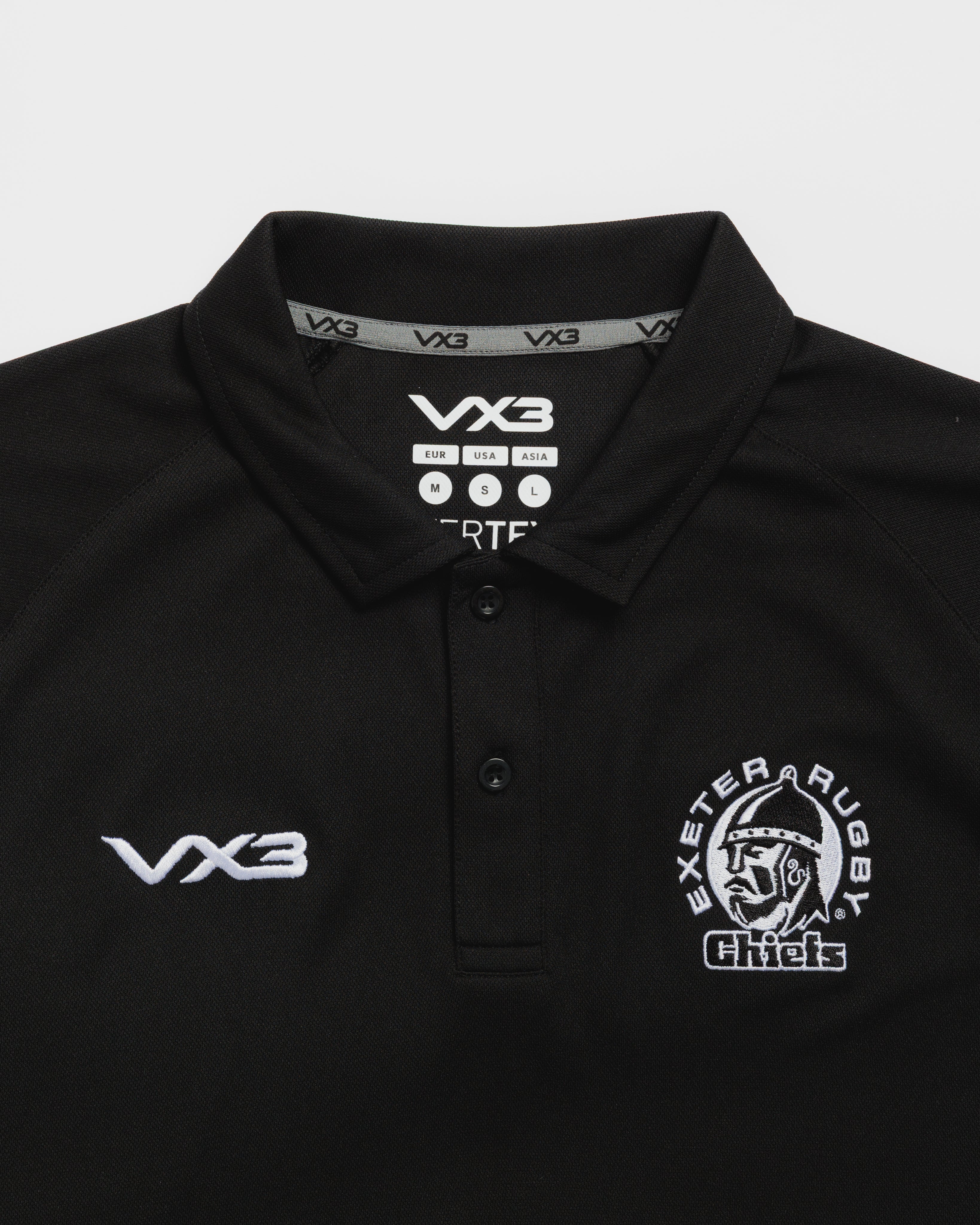 Exeter Chiefs 26/27 Vertex Polo Shirt Black/Blue