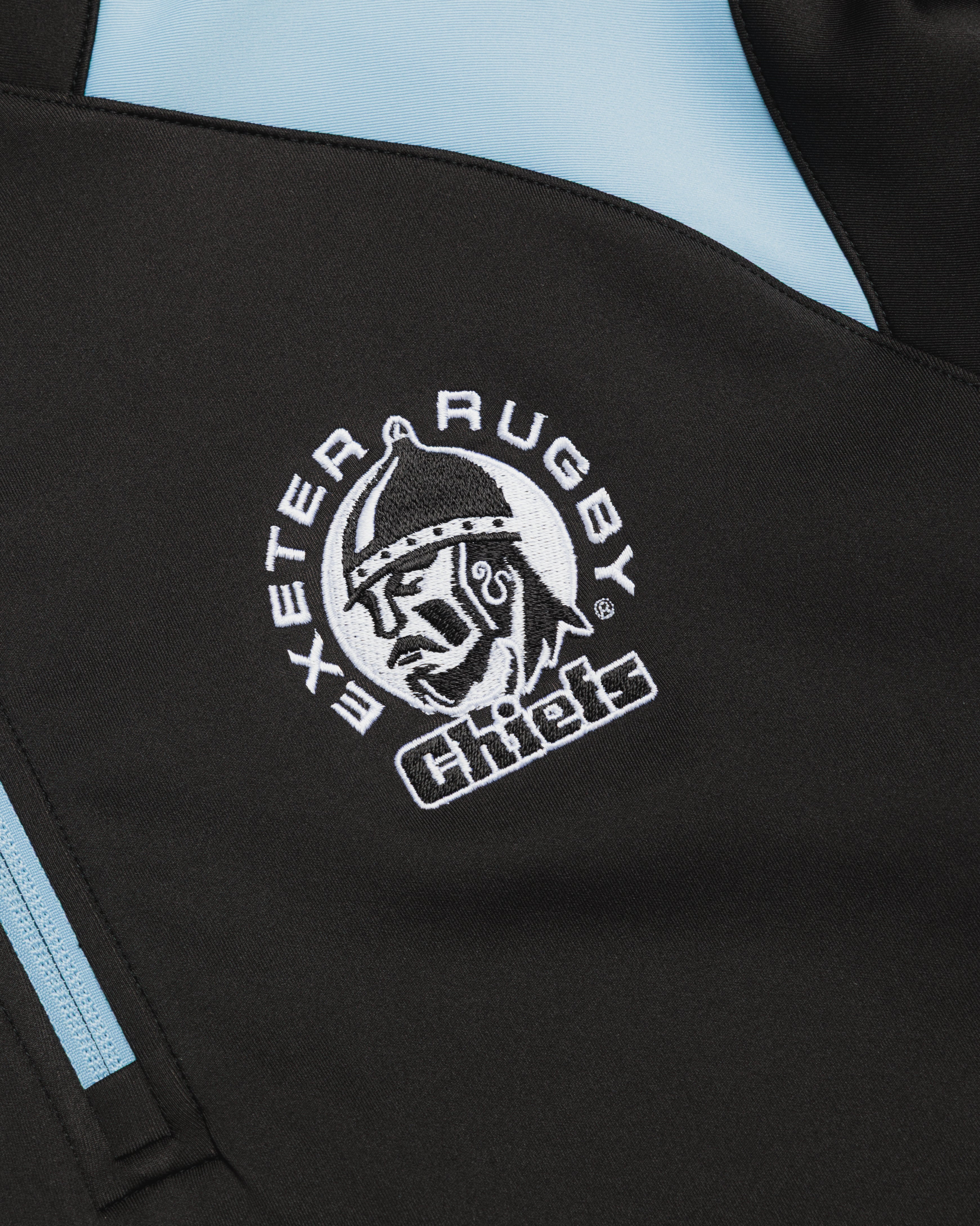 Exeter Chiefs 26/27 Vertex Half Zip Top Black/Light Blue/White