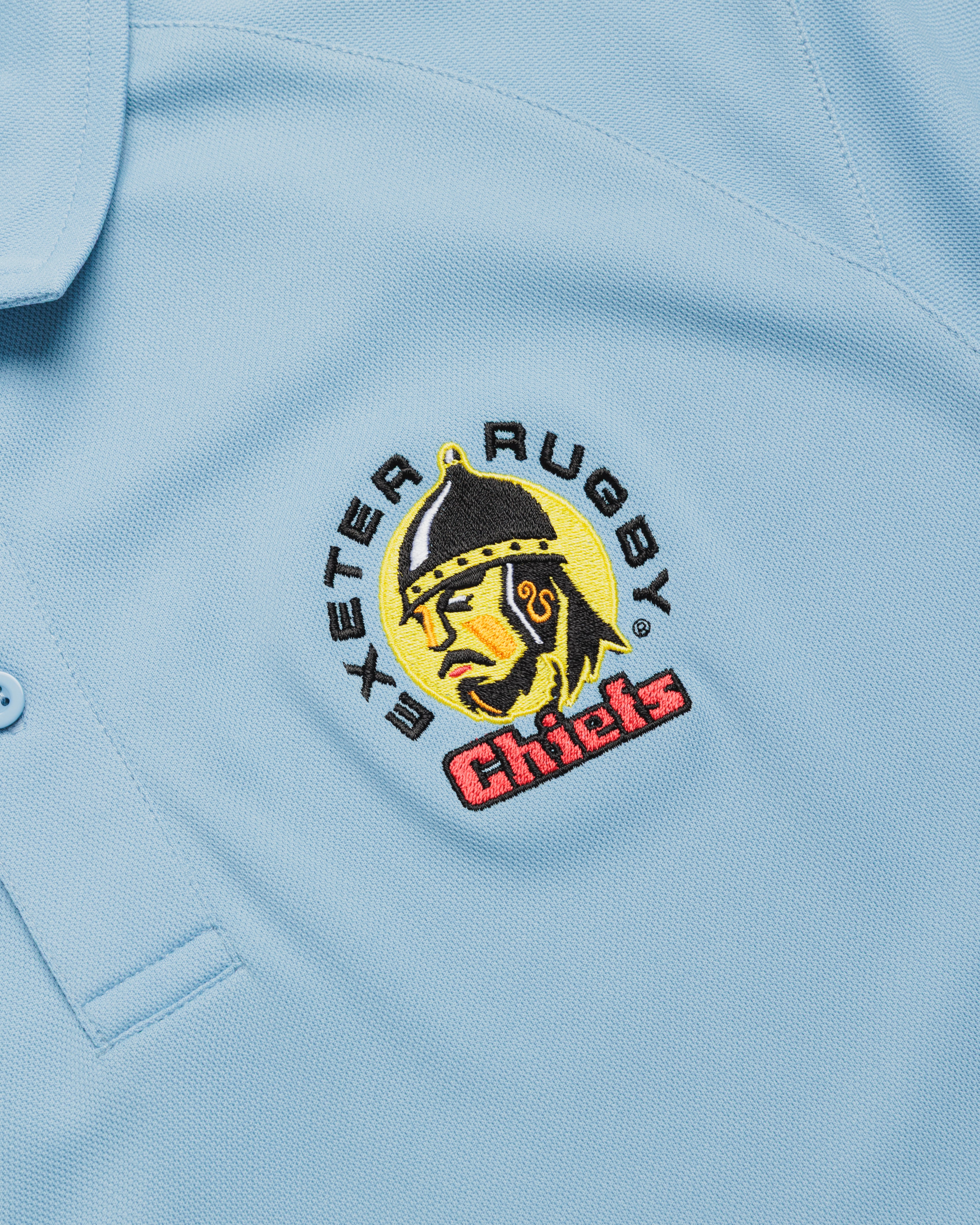 Exeter Chiefs 26/27 Vertex Polo Shirt Light Blue/Black/White