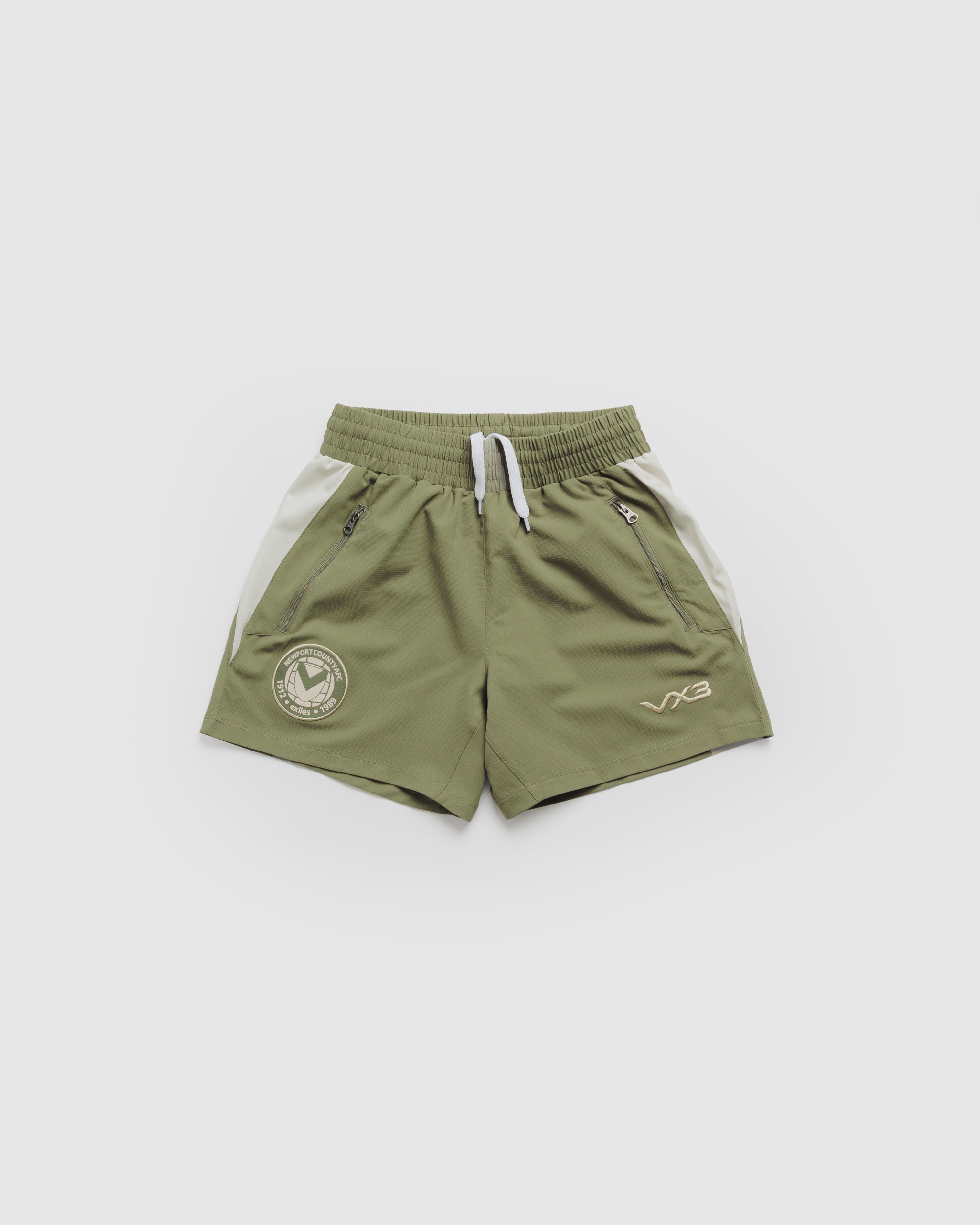Newport County AFC 26/27 Vertex Gym Shorts Youth Dark Olive/Ecru
