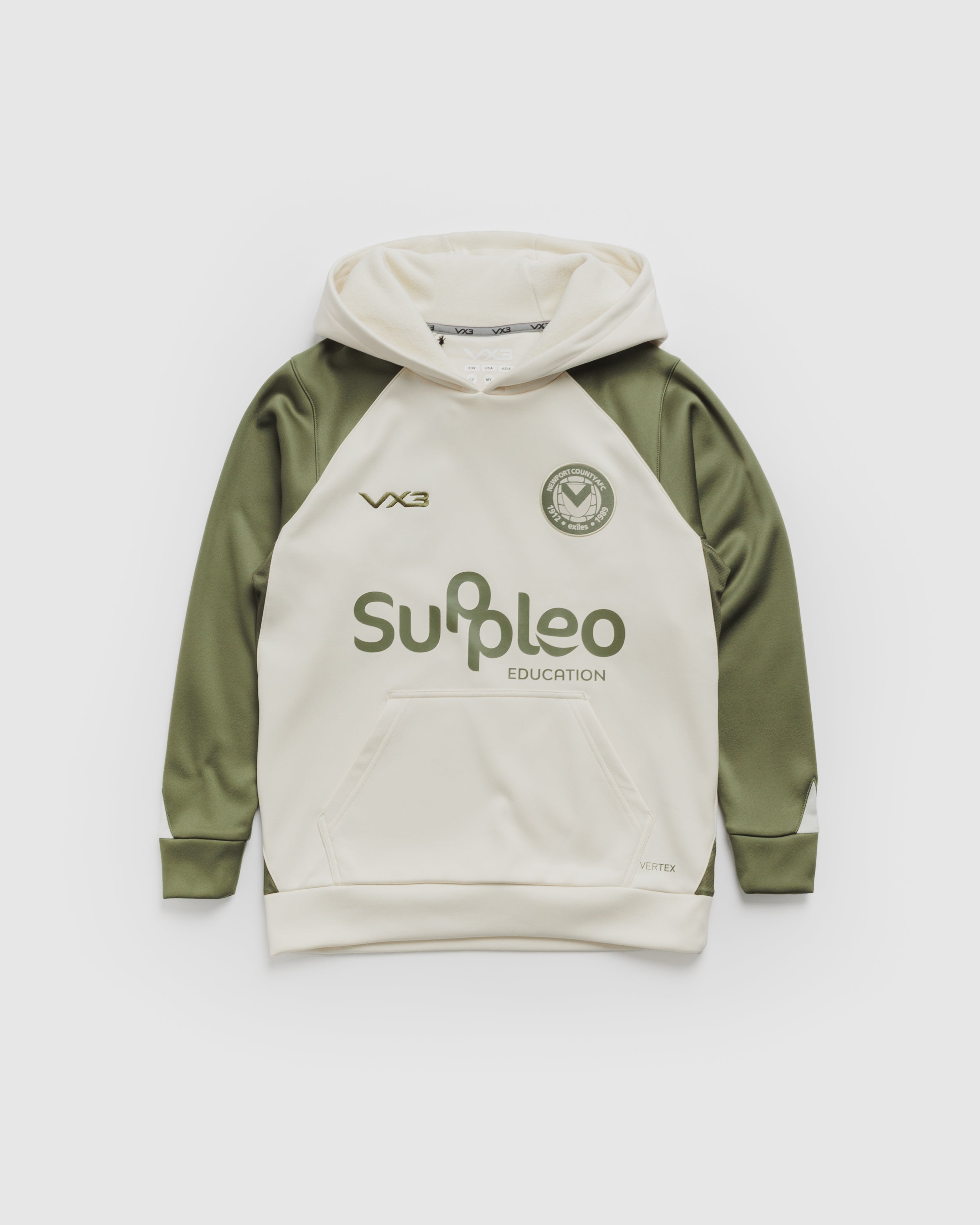 Newport County AFC 26/27 Vertex Training Hoodie Youth Ecru/Dark Olive