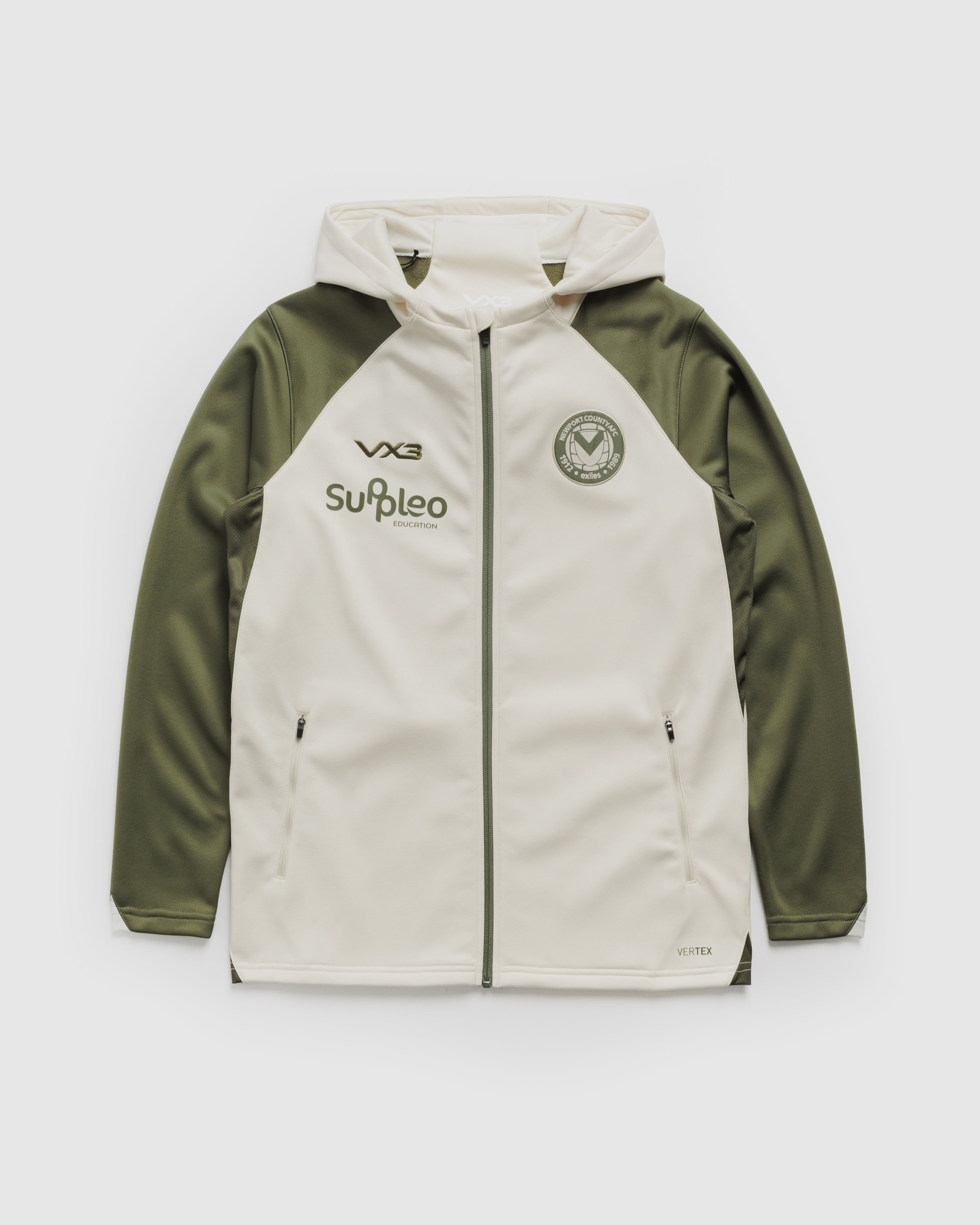 Newport County AFC 26/27 Vertex Zip Up Hoodie Ecru/Dark Olive