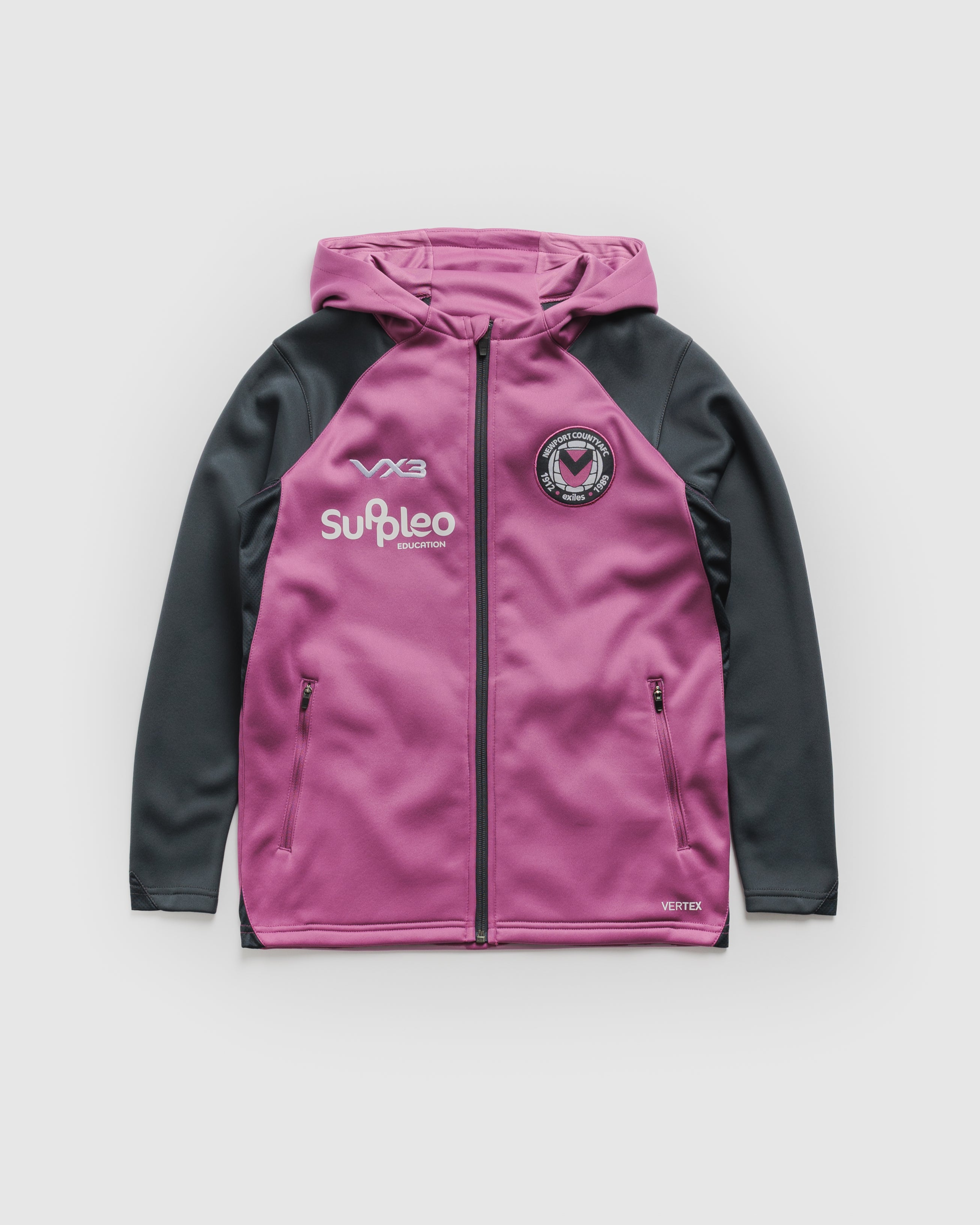 Newport County AFC 26/27 Vertex Zip Up Hoodie Youth Grape/Charcoal/White
