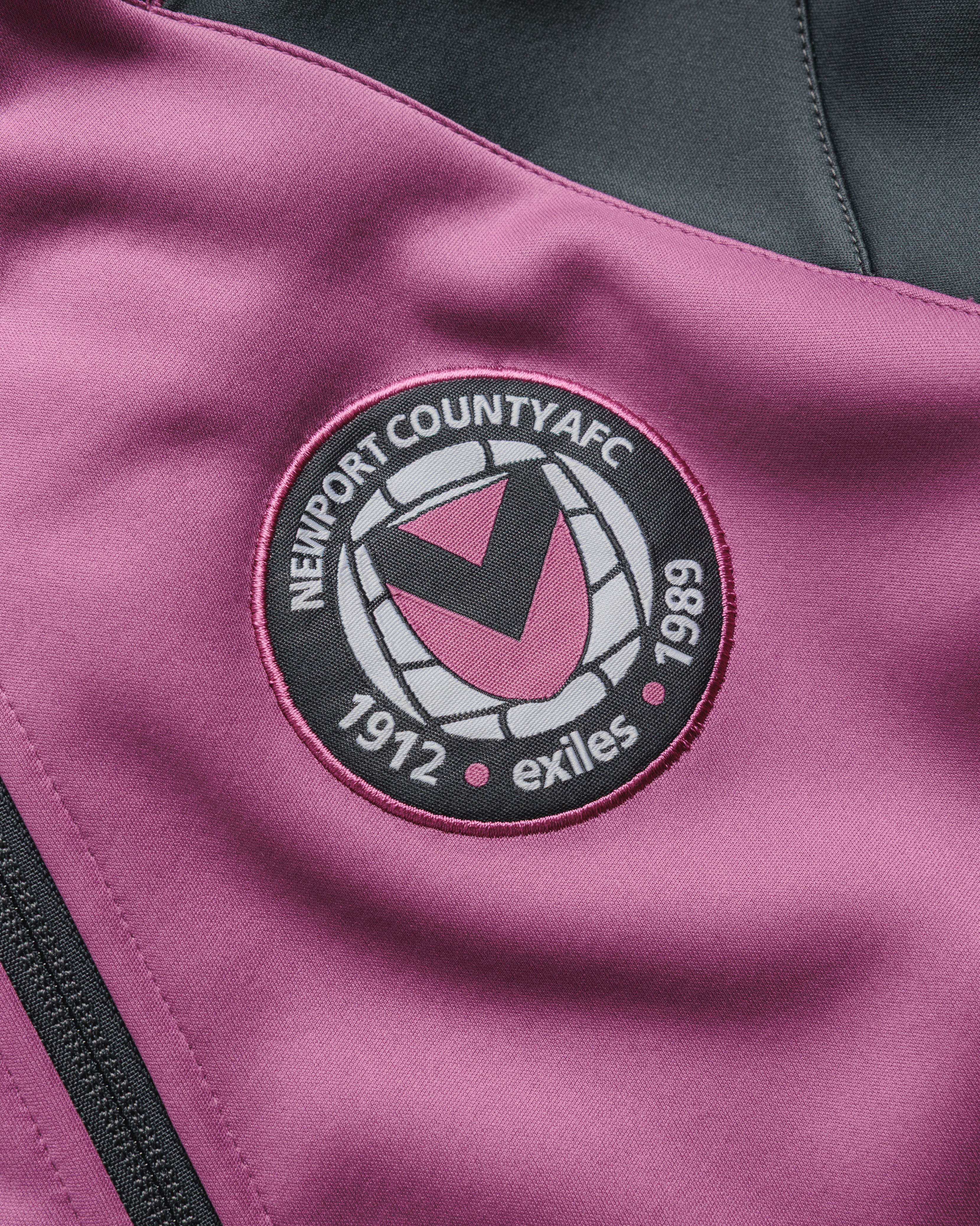 Newport County AFC 26/27 Vertex Zip Up Hoodie Youth Grape/Charcoal/White