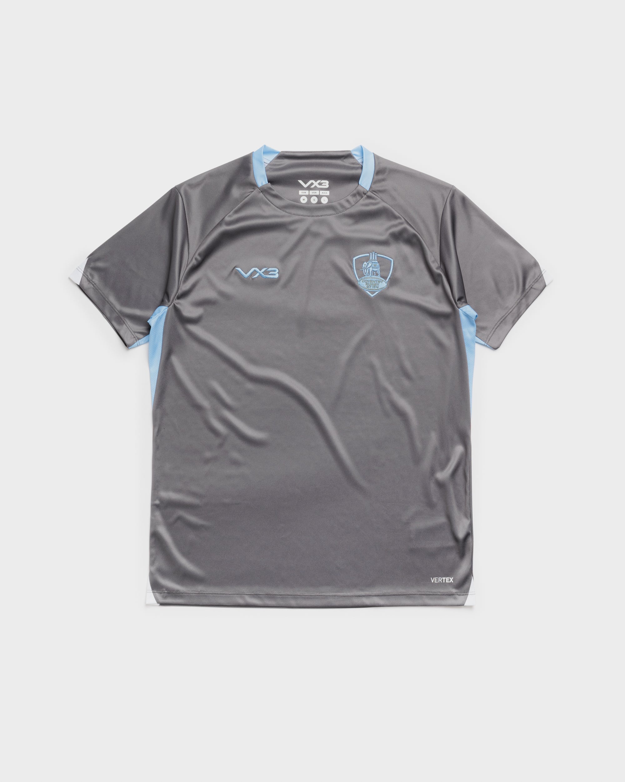 Coventry RFC 26/27 Vertex Training Tee Dark Grey/Sky/White