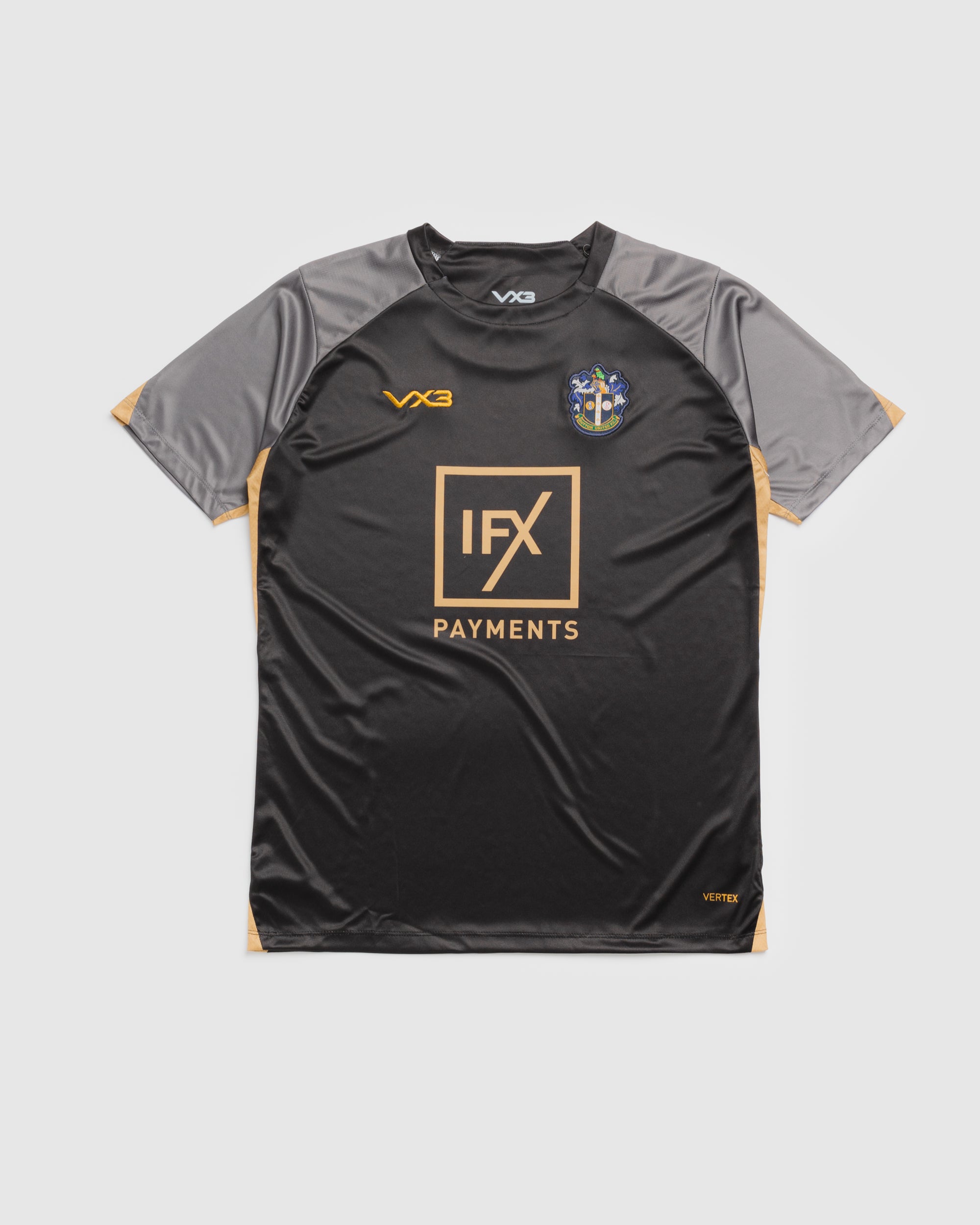 Sutton United 26/27 Vertex Training Tee Black/Dark Grey/Gold