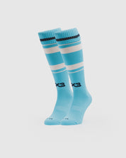 Adults Hooped Playing Socks Cyan/White