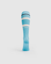 Adults Hooped Playing Socks Cyan/White
