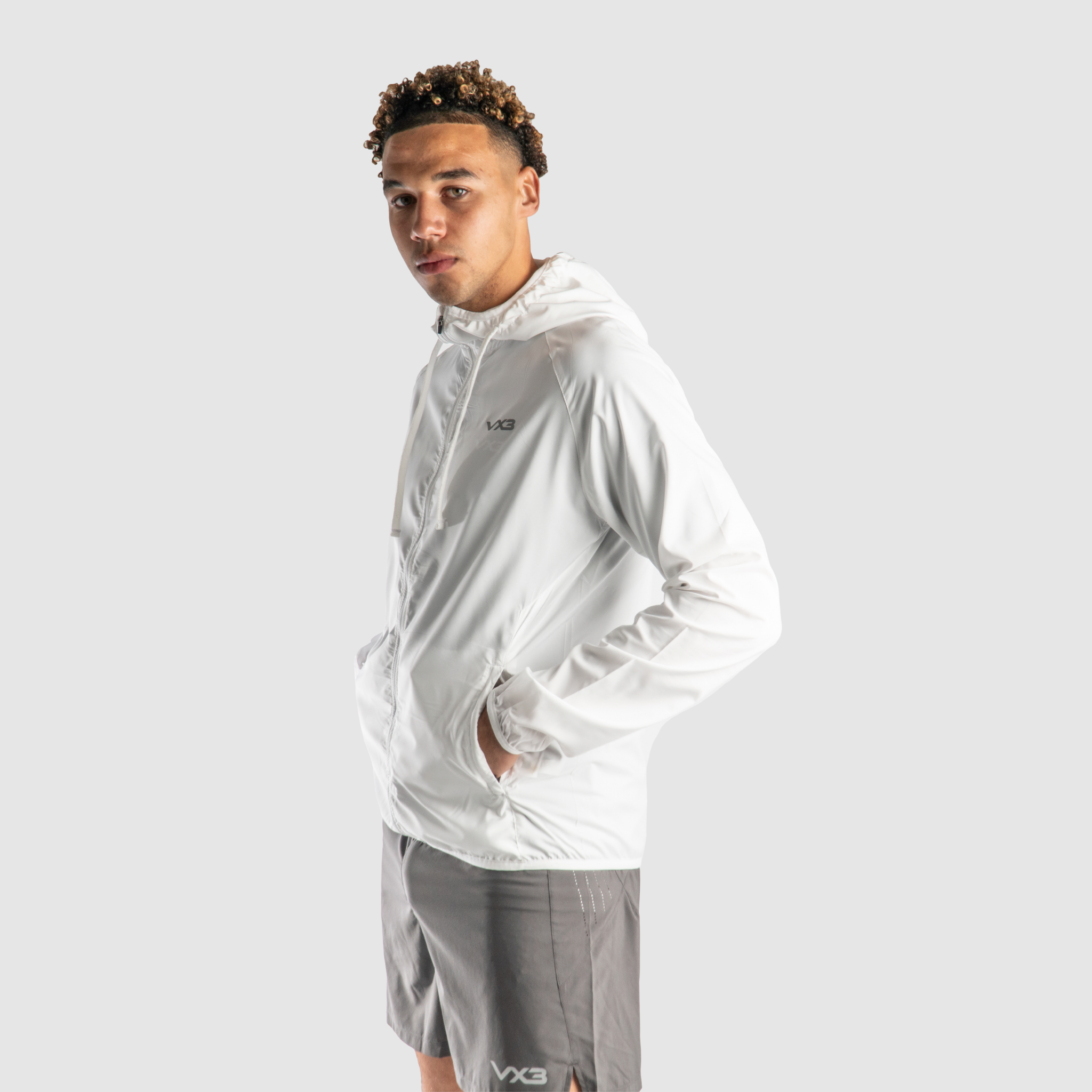 White discount running jacket