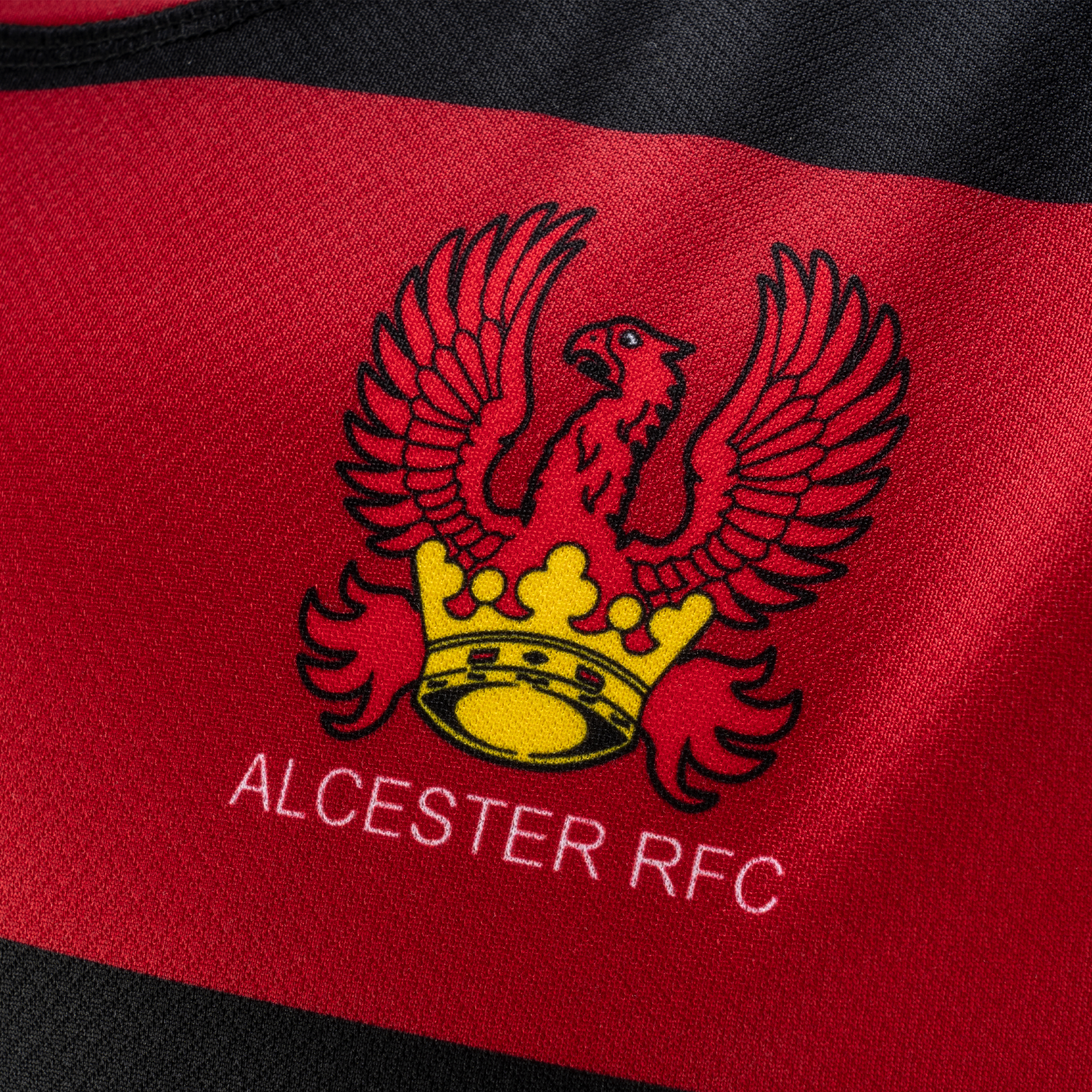 ALCESTER RFC RUGBY SEMIFIT SHIRT ACTIO COLLAR SHORT SLEEVE - COLOUR: BLACK/RED