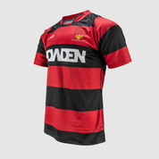 ALCESTER RFC RUGBY SEMIFIT SHIRT ACTIO COLLAR SHORT SLEEVE - COLOUR: BLACK/RED YOUTH