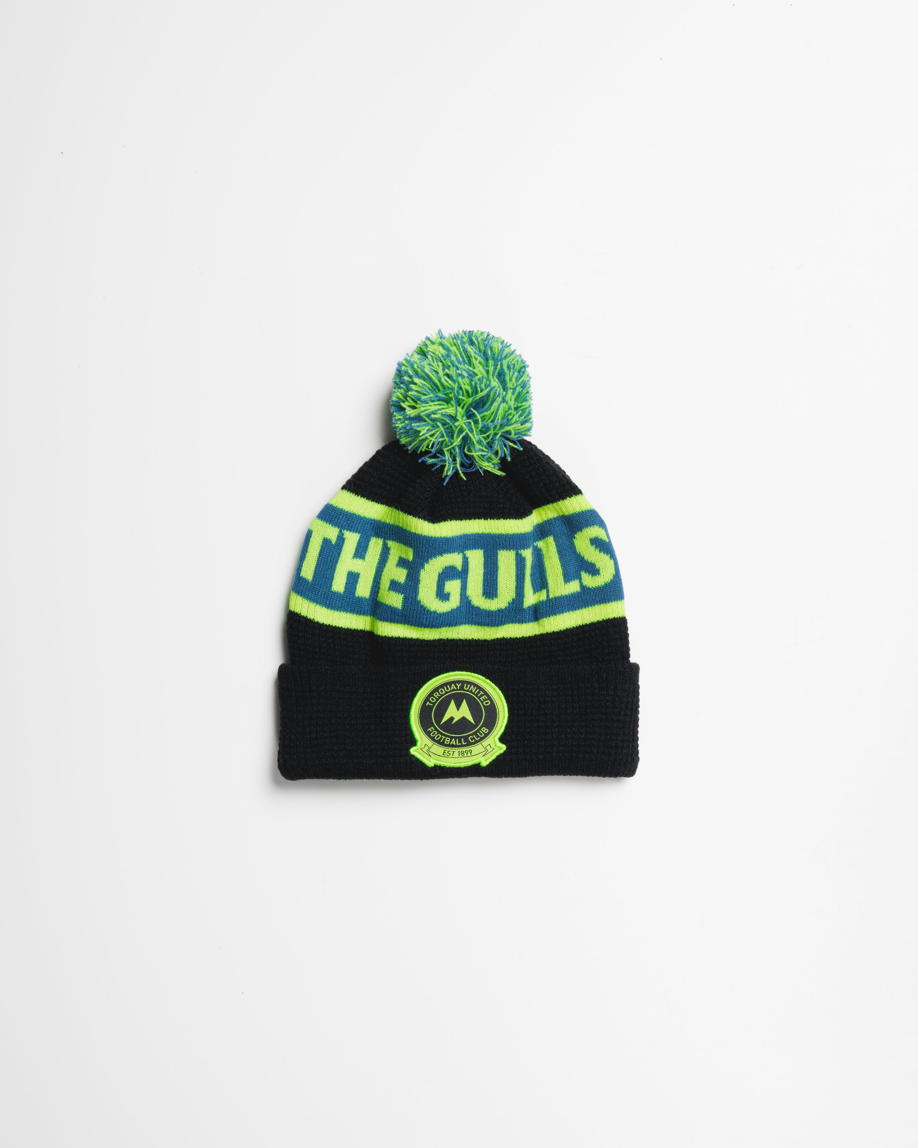 Torquay United FC 25/26 Bobble Hat Black/Lyons Blue/Fluro Yellow