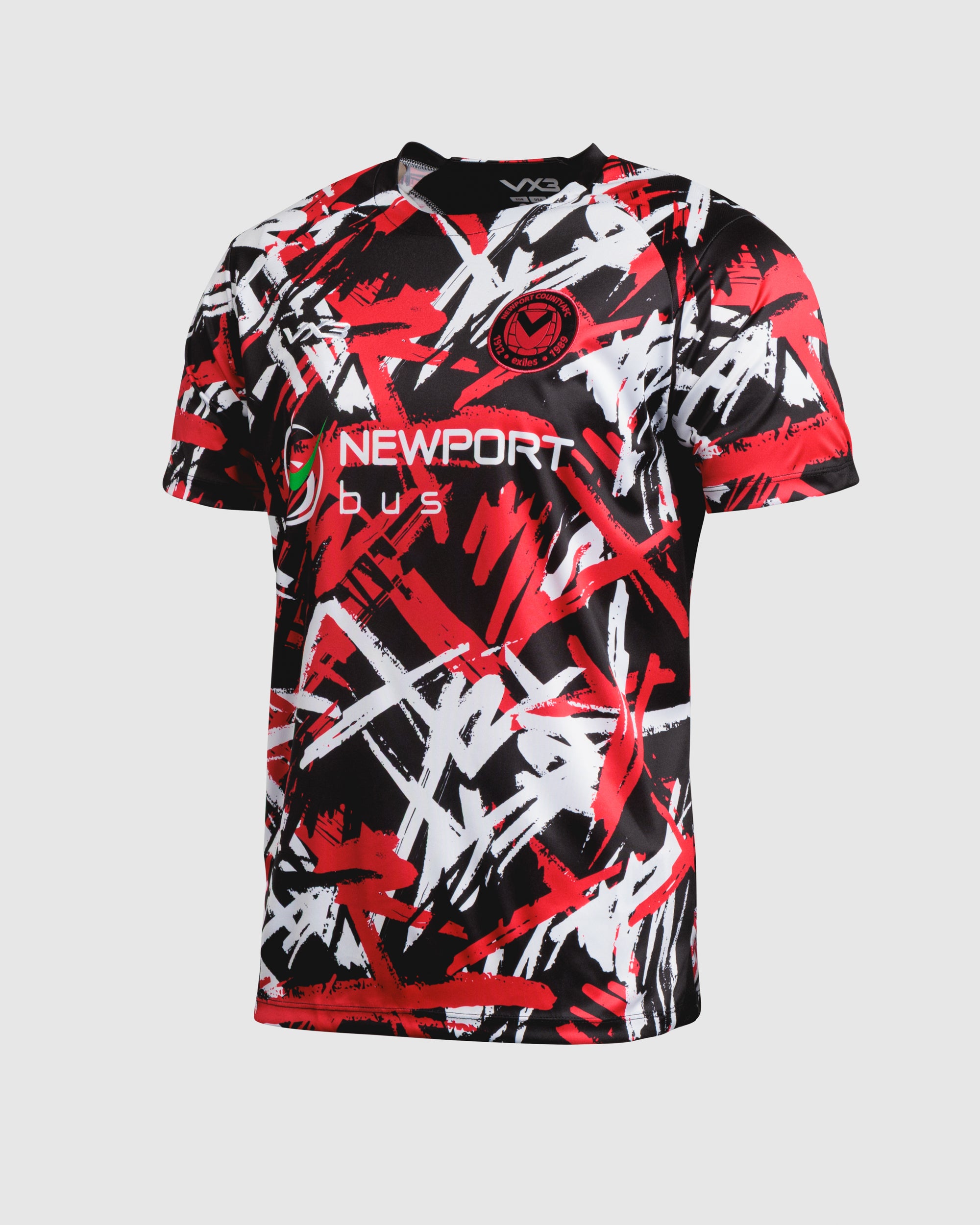 Newport County AFC 25/26 Away Warm Up Tee Youth Black/Bright Red