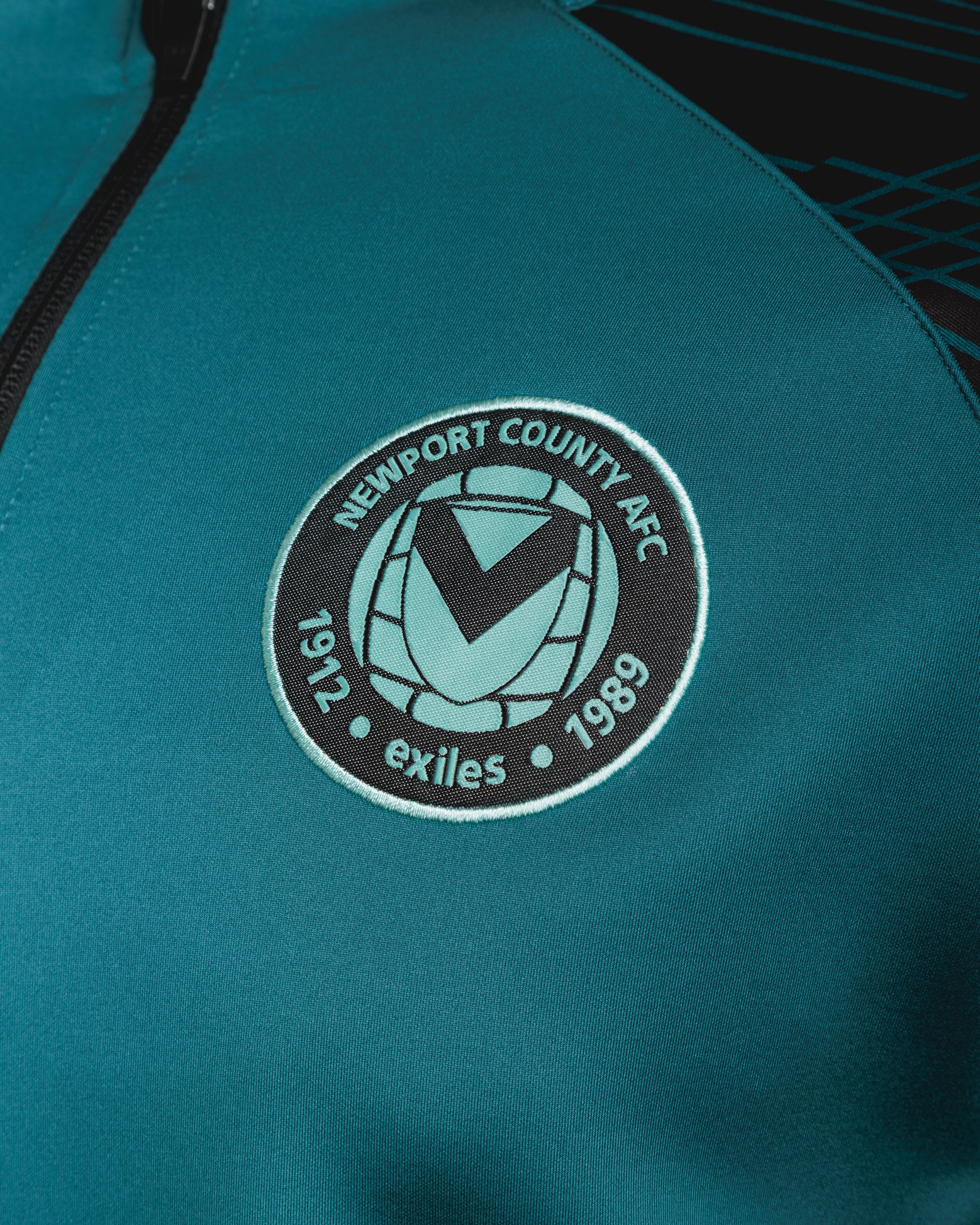 Newport County AFC 25/26 Vertex Half Zip Top Youth Blue Coral/Black