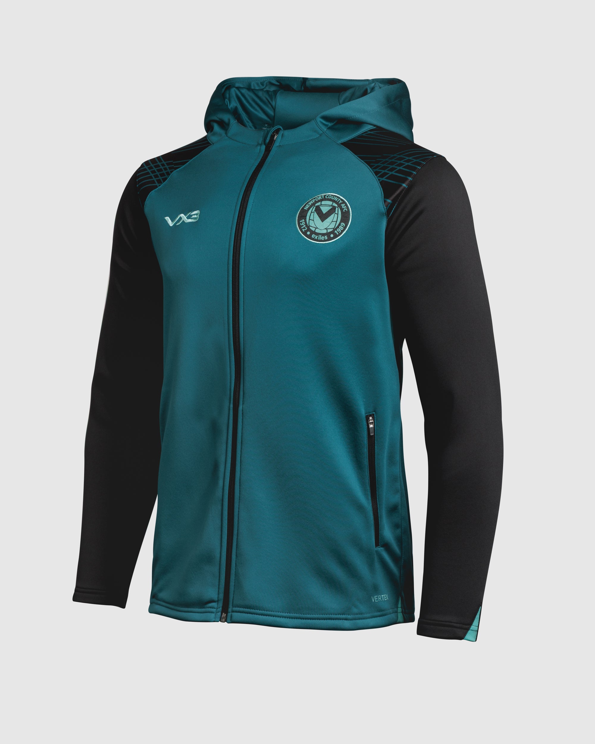 Newport County AFC 25/26 Vertex Zip Up Hoodie Youth Blue Coral/Black