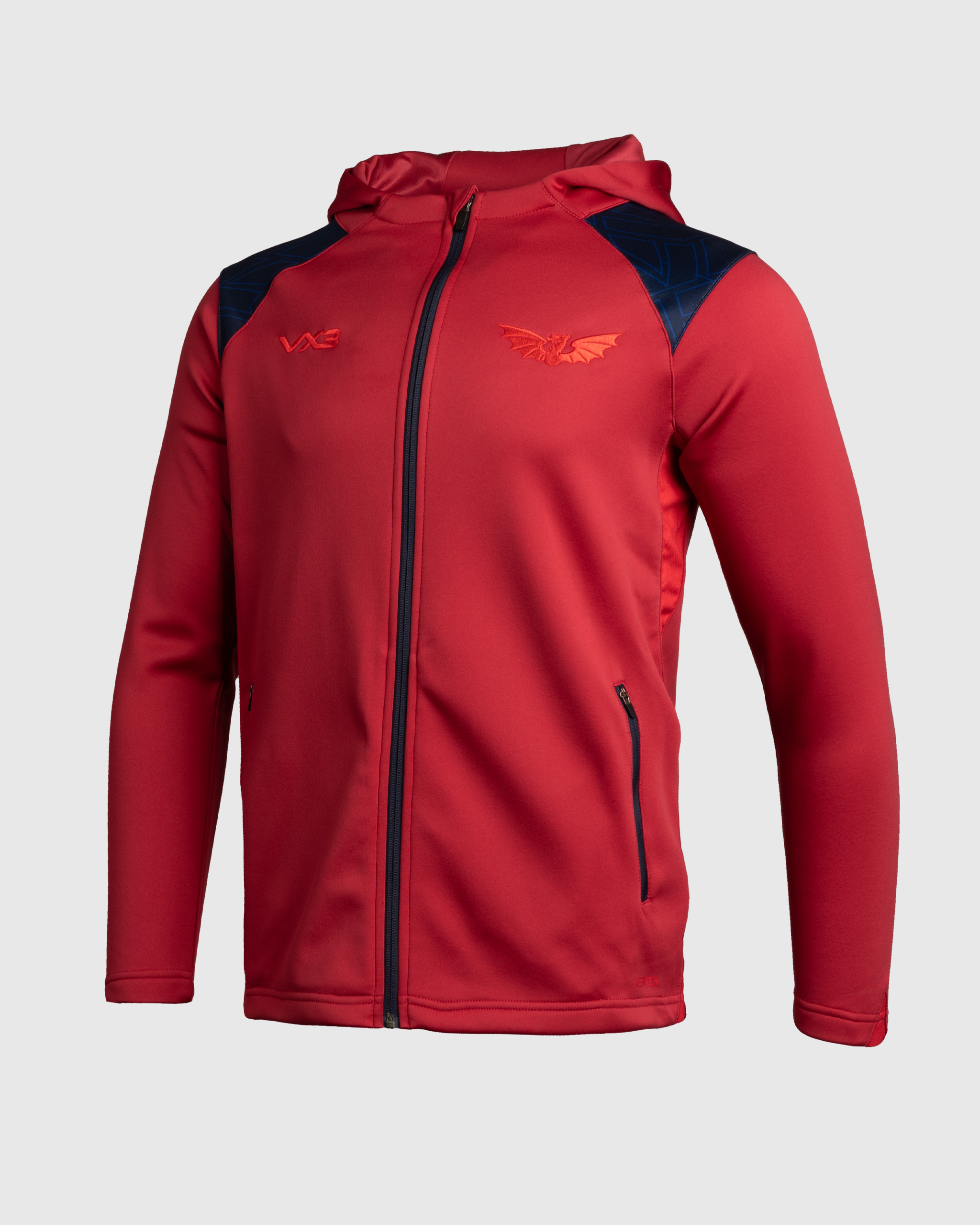 Scarlets 25/26 Vertex Zip Up Hoodie Deep Red/Navy/Bright Red