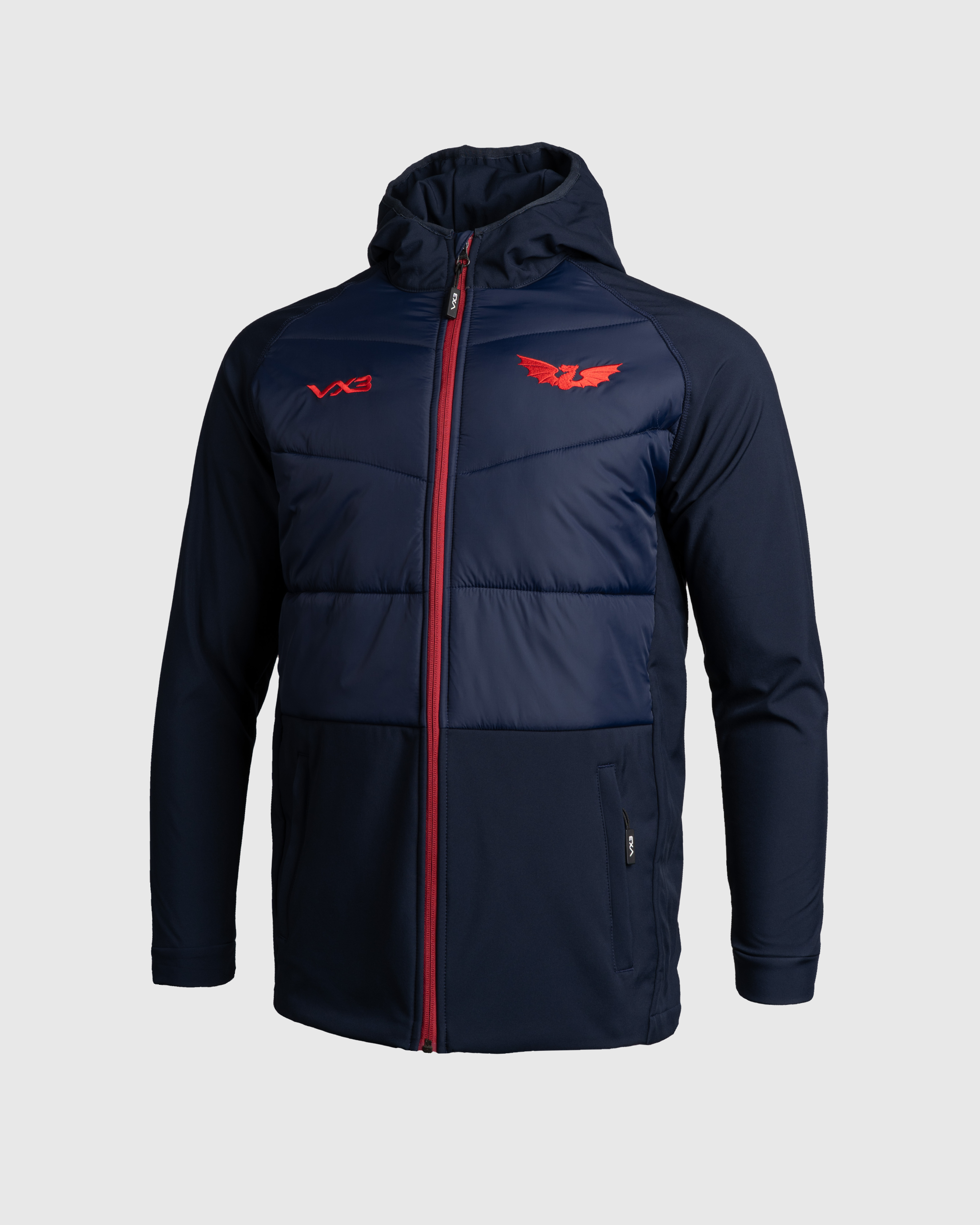 Scarlets 25/26 Tempest Hybrid Jacket Navy/Bright Red