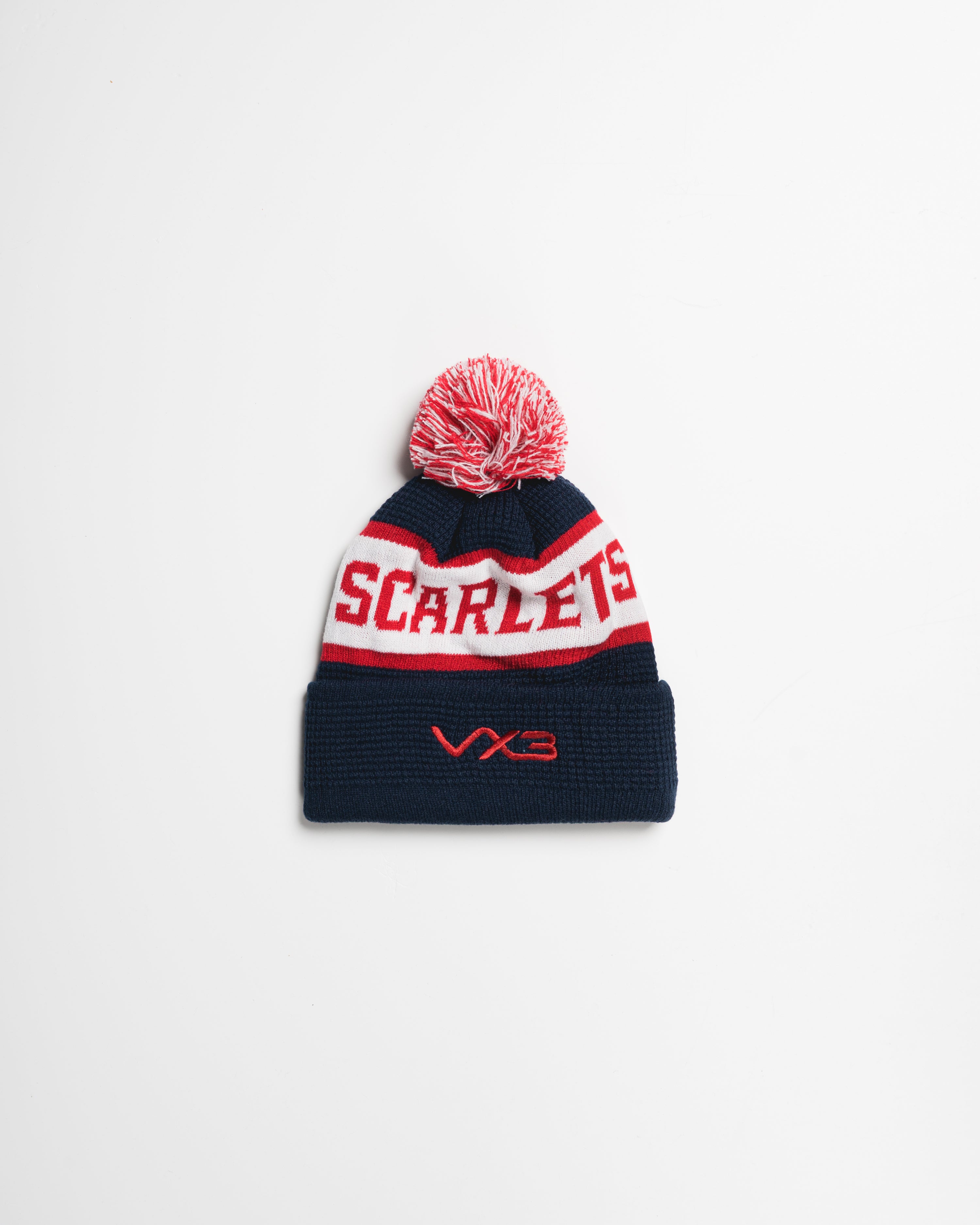Scarlets 25/26 Bobble Hat Navy/Red/White