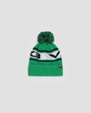 Waffle Knit Bobble Hat - Emerald/Black/White