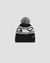 Waffle Knit Bobble Hat - Black/White