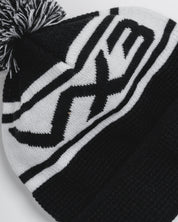 Waffle Knit Bobble Hat - Black/White