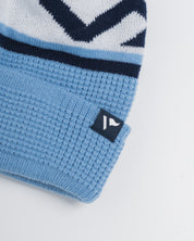 Waffle Knit Bobble Hat - Sky/Navy/White