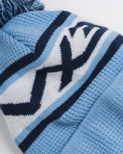 Waffle Knit Bobble Hat - Sky/Navy/White