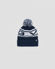 Waffle Knit Bobble Hat - Navy/White