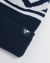Waffle Knit Bobble Hat - Navy/White