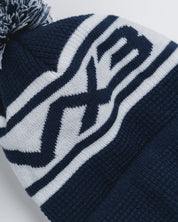 Waffle Knit Bobble Hat - Navy/White