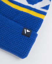 Waffle Knit Bobble Hat - Royal/Yellow/White