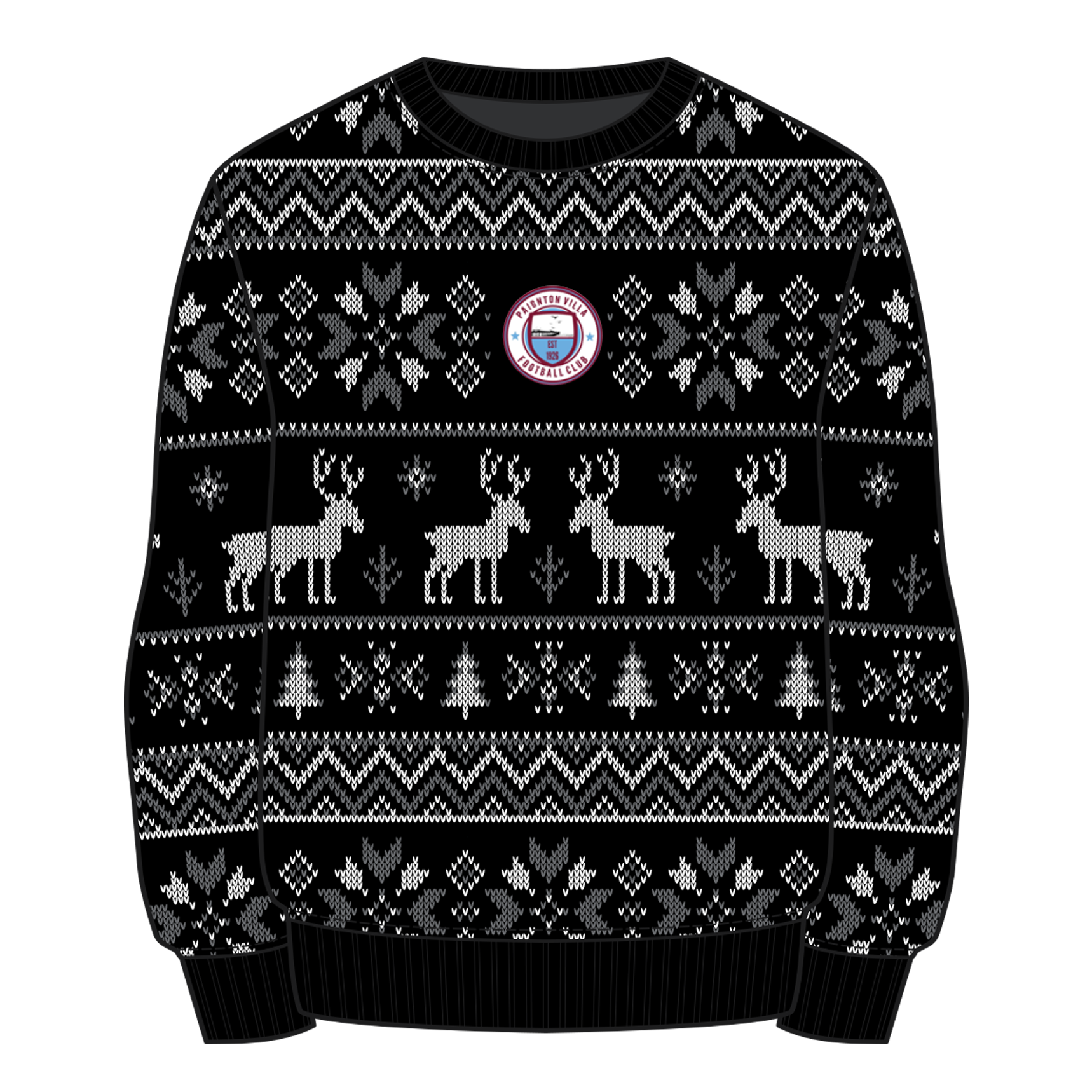 Paignton Villa FC Christmas Jumper - Black/Grey/White Youth