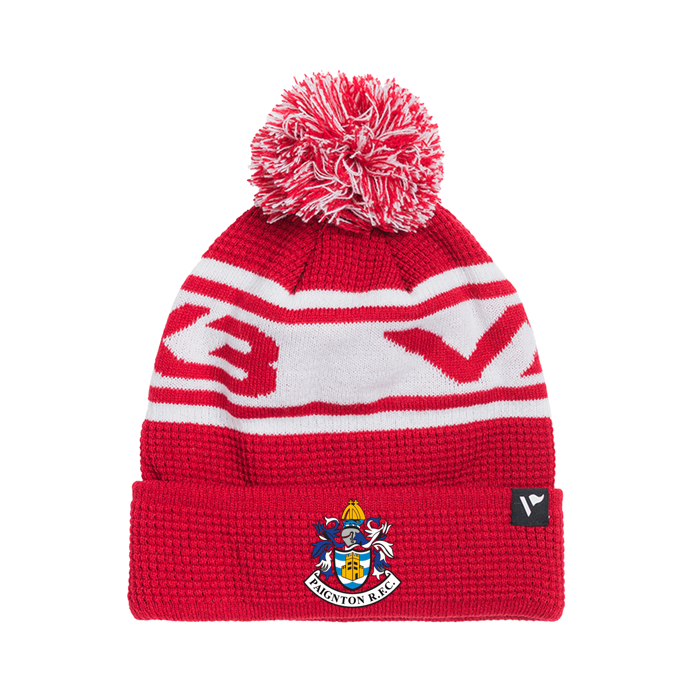 Paignton RFC Waffle Knit Bobble Hat - Red/White