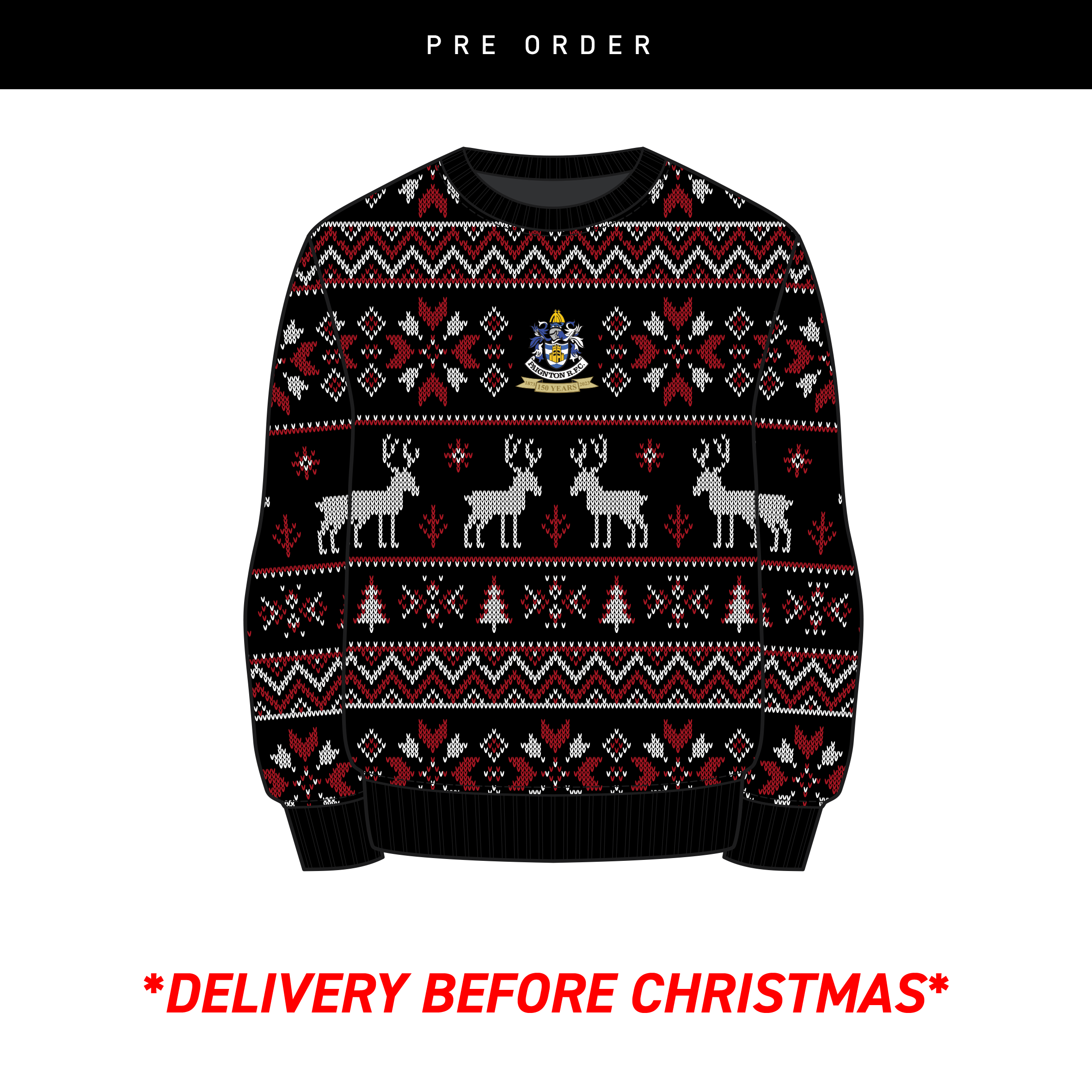 Paignton RFC Christmas Jumper - Black/Red/White