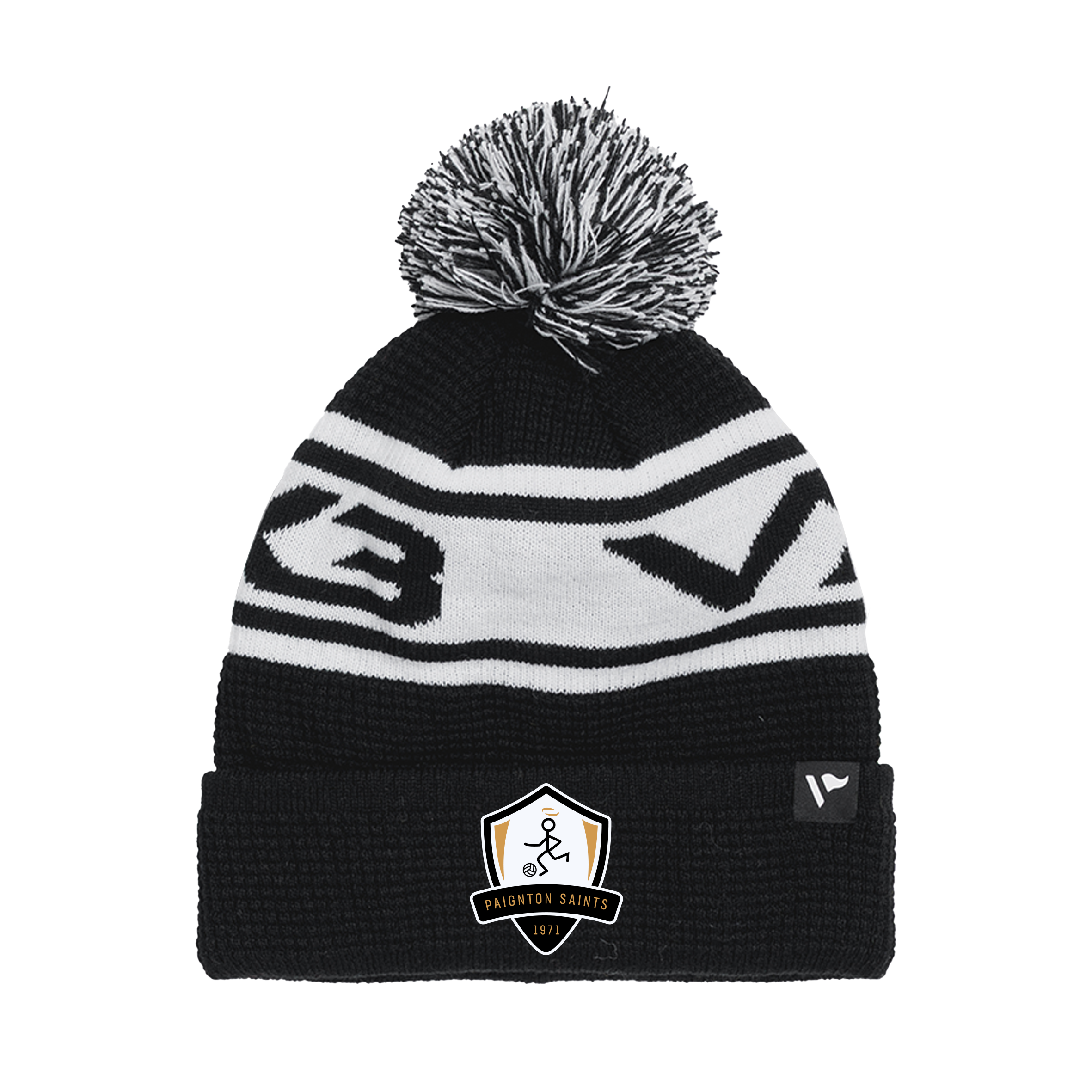 Paignton Saints - Coaches Waffle Knit Bobble Hat - Black/White