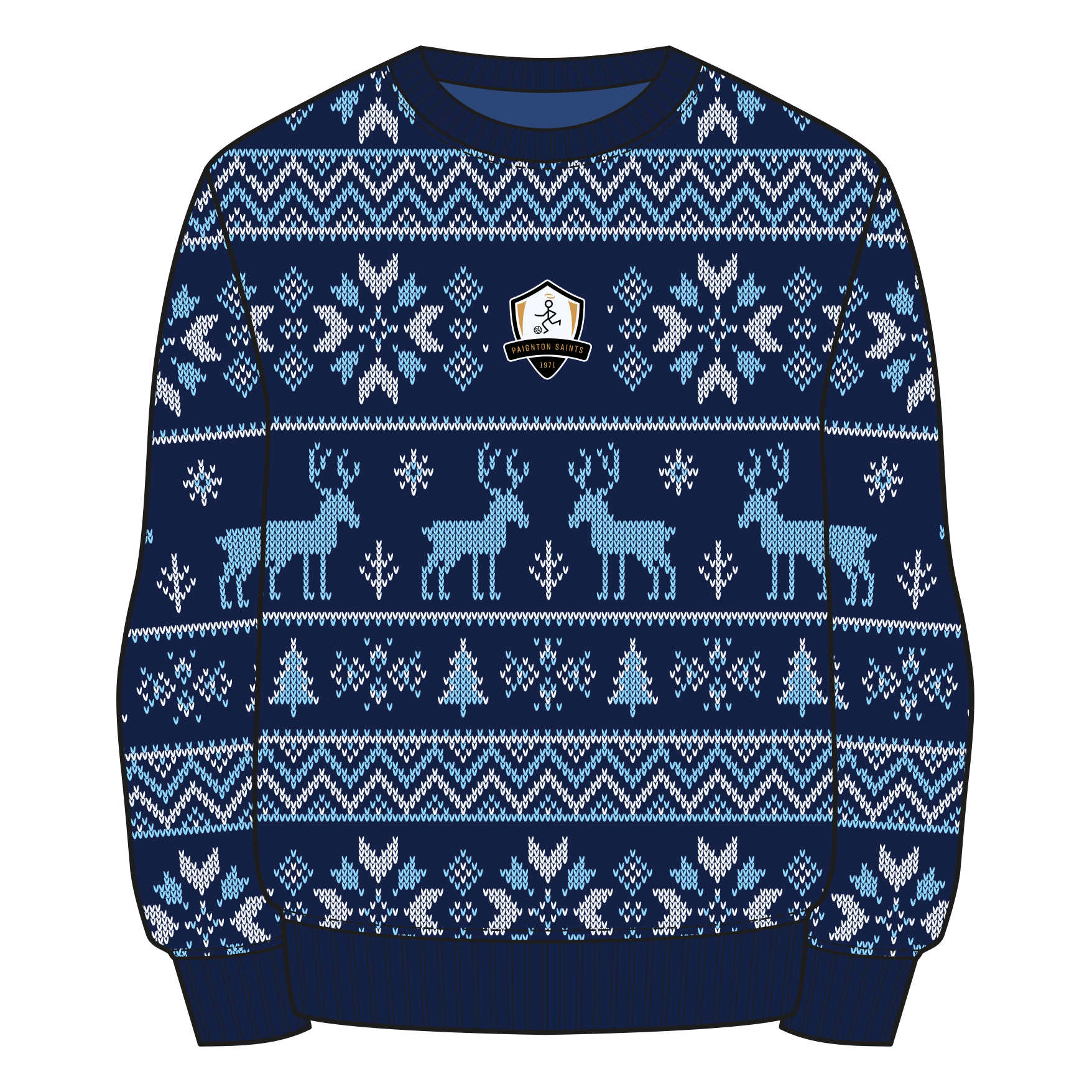 Paignton Saints Christmas Jumper - Navy/Sky/White