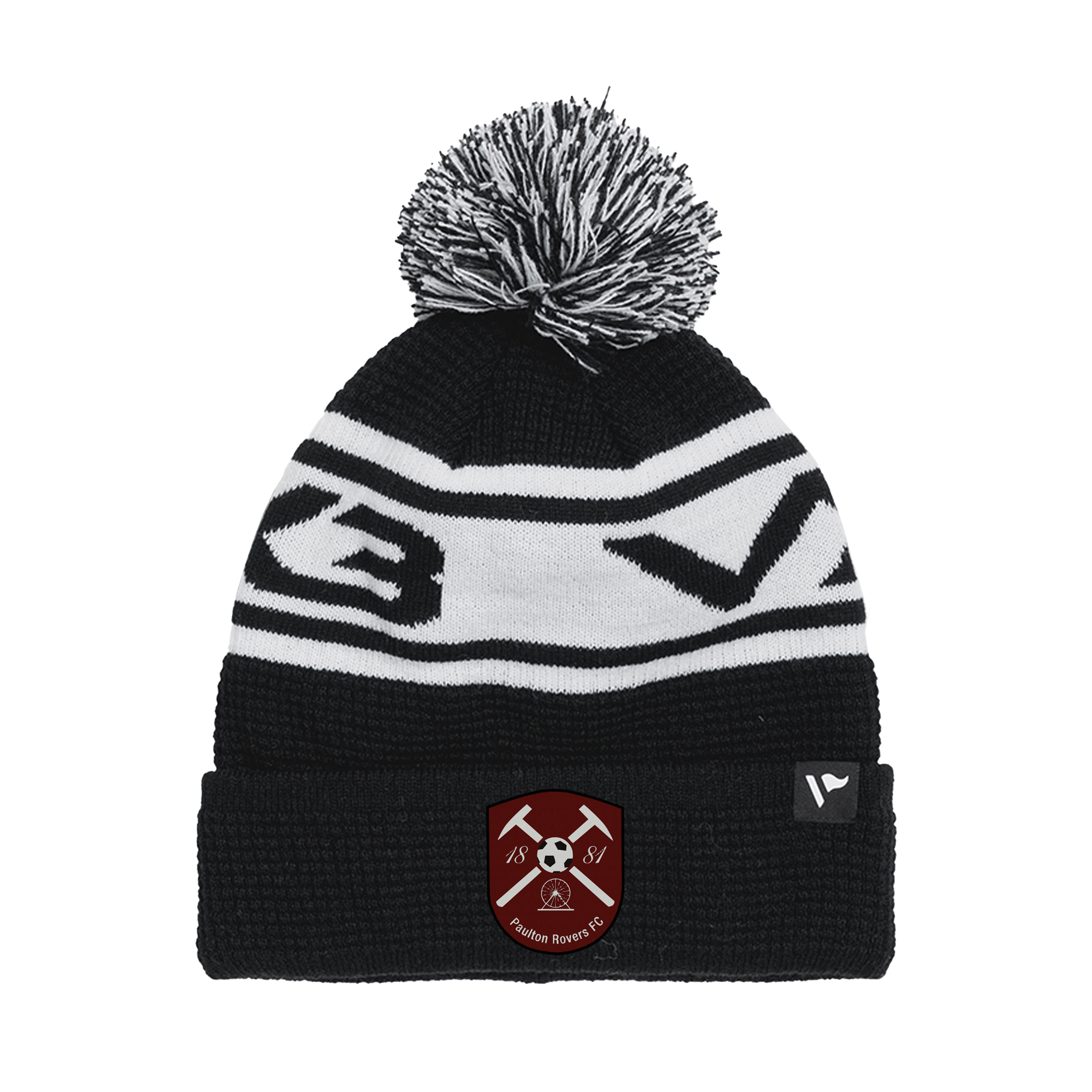 Paulton Rovers FC Waffle Knit Bobble Hat - Black/White