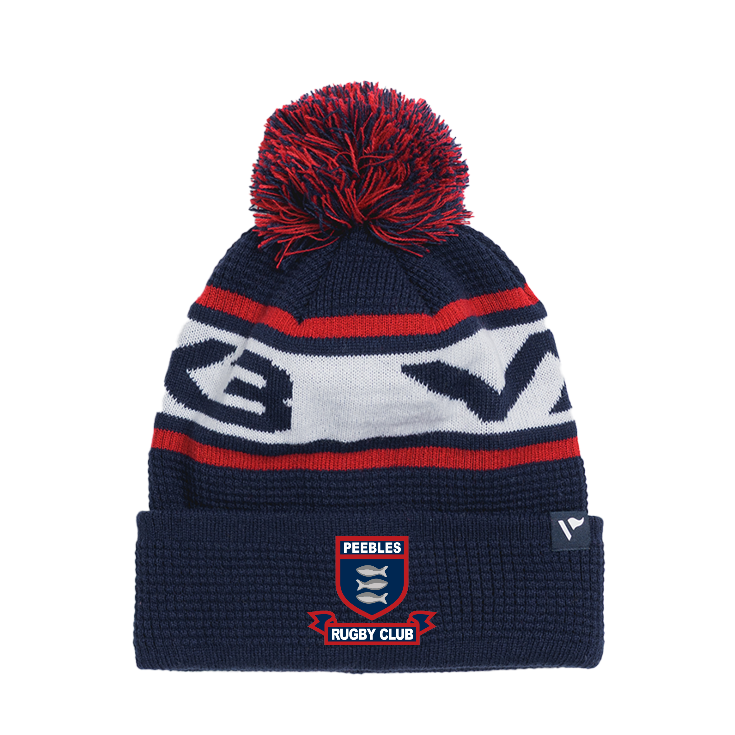 Peebles RFC Waffle Knit Bobble Hat - Navy/Red/White