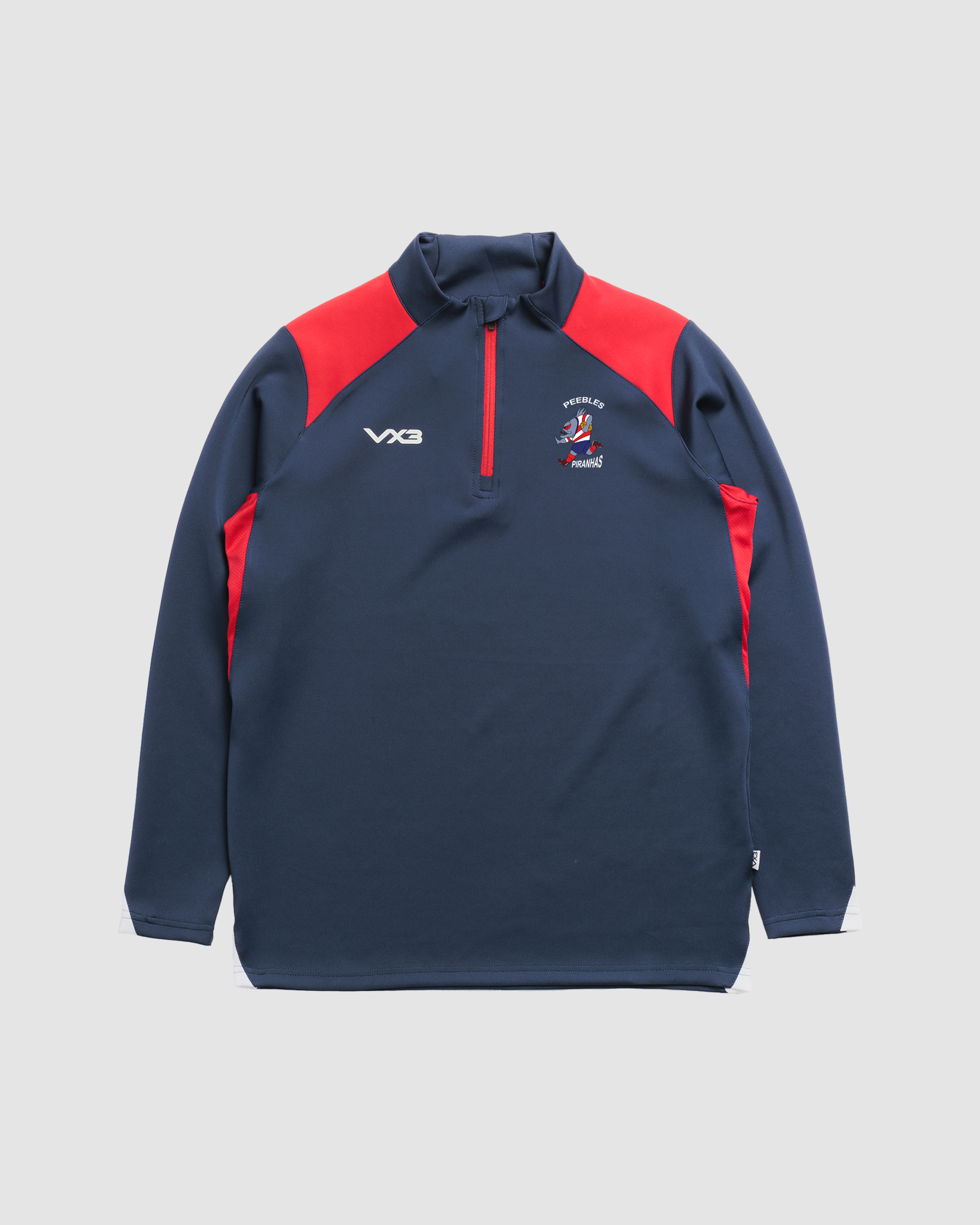 Peebles Piranhas Vertex Quarter Zip -Navy/Red/White