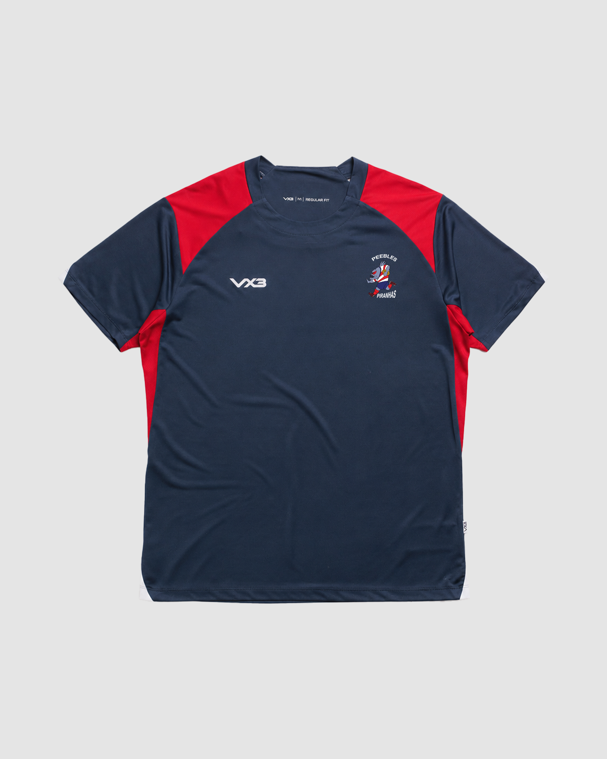 Peebles Piranhas Vertex Tee -Navy/Red/White
