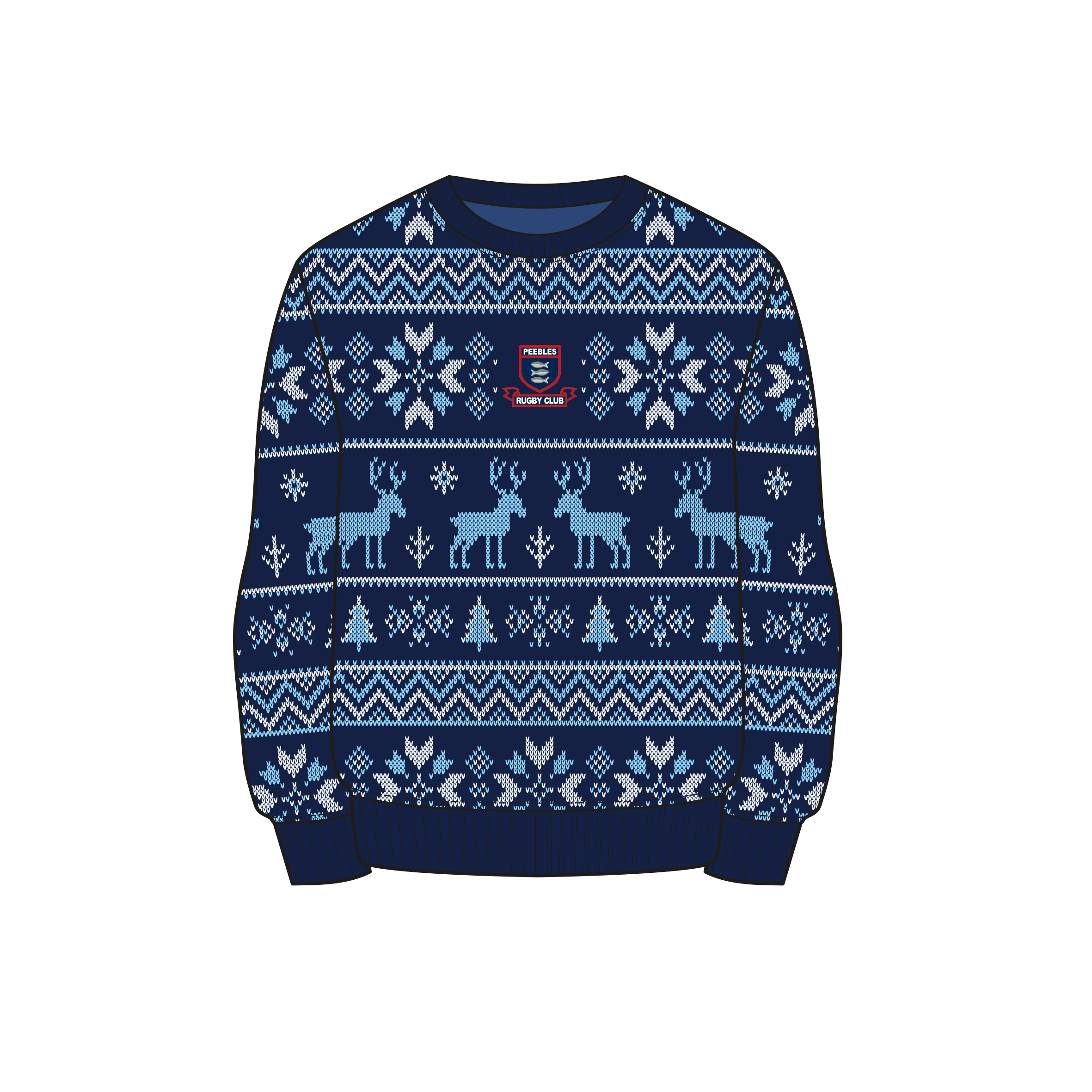 Peebles RFC Christmas Jumper - Navy/Sky/White Youth
