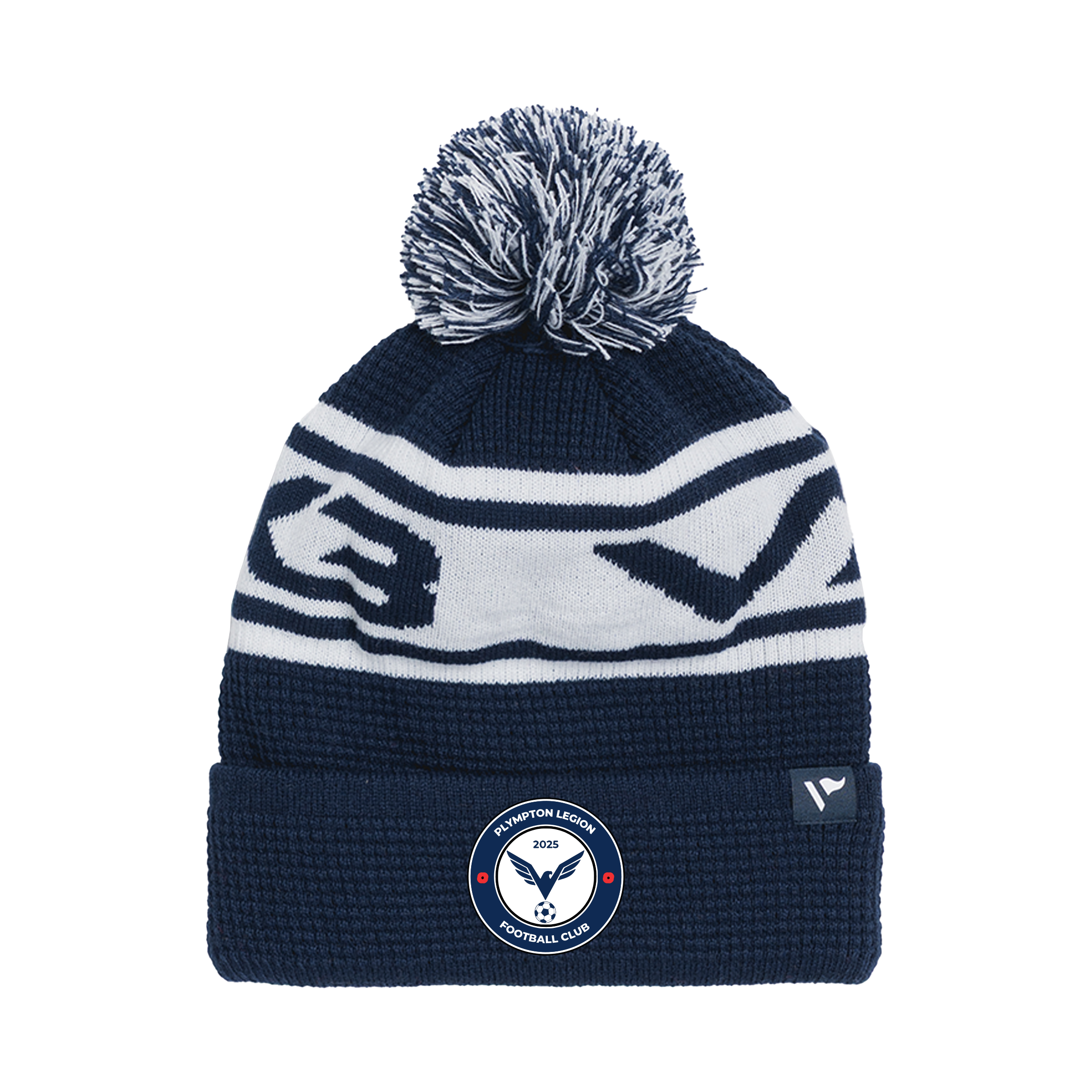 Plympton Legion FC Waffle Knit Bobble Hat - Navy/White