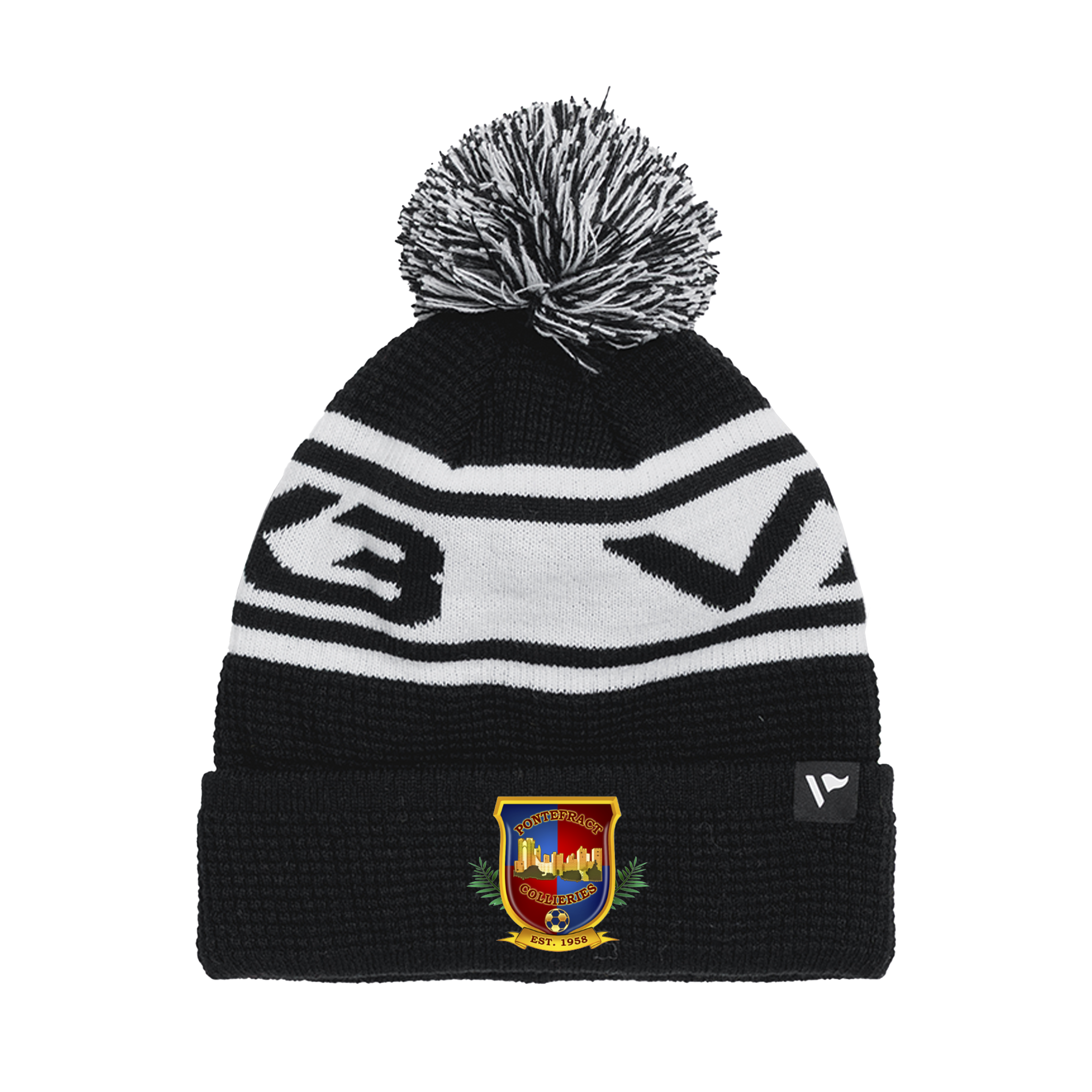 Pontefract Collieries FC Waffle Knit Bobble Hat - Black/White