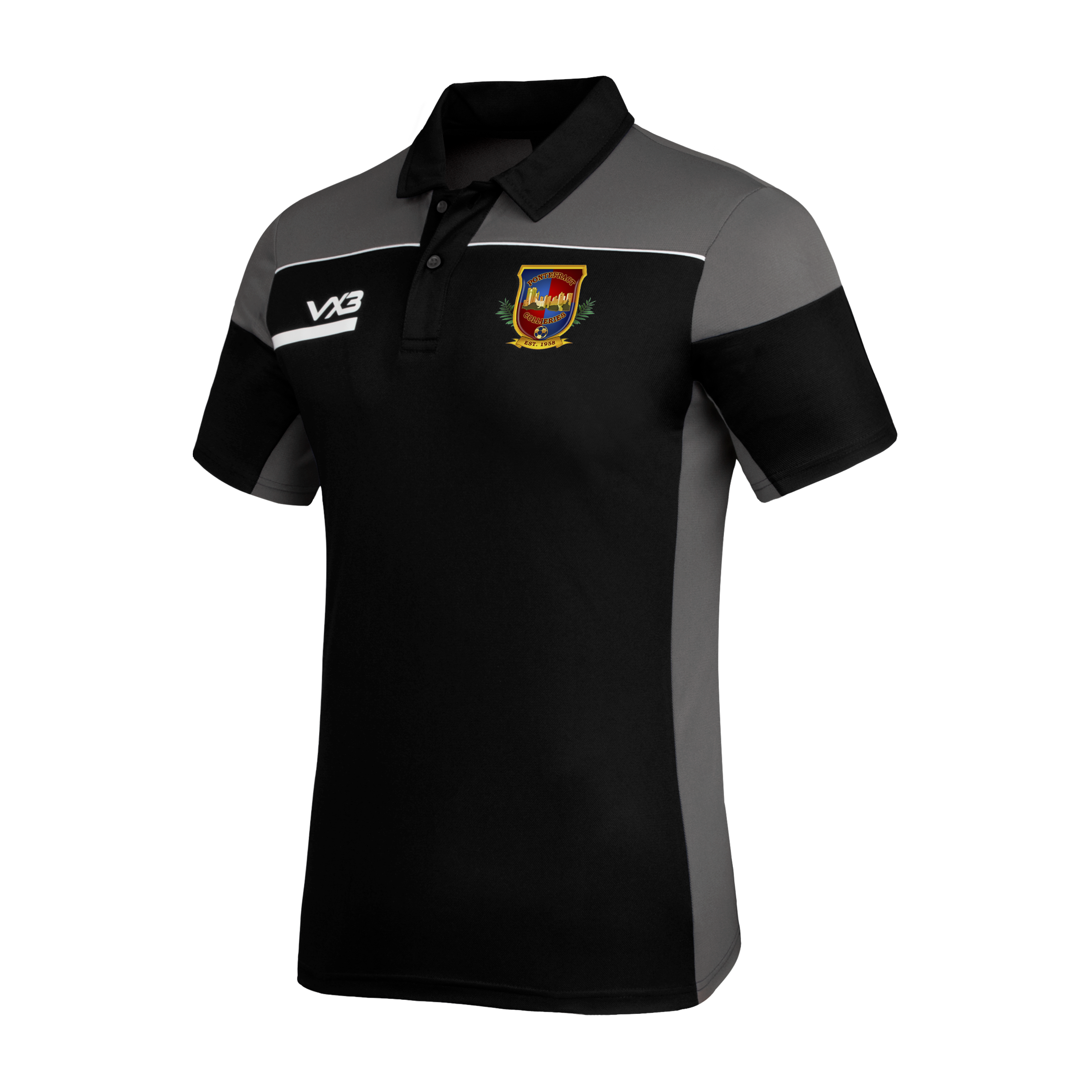 Pontefract Collieries FC Opus Polo - Black Grey