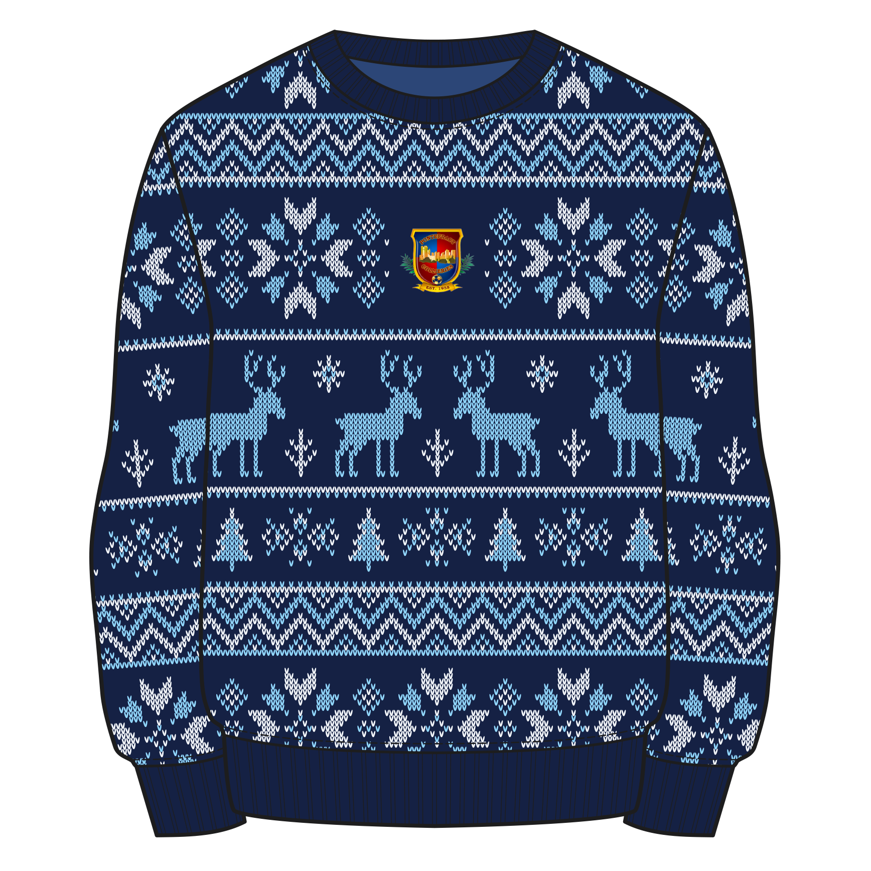 Pontefract Collieries FC Christmas Jumper - Navy/Sky/White