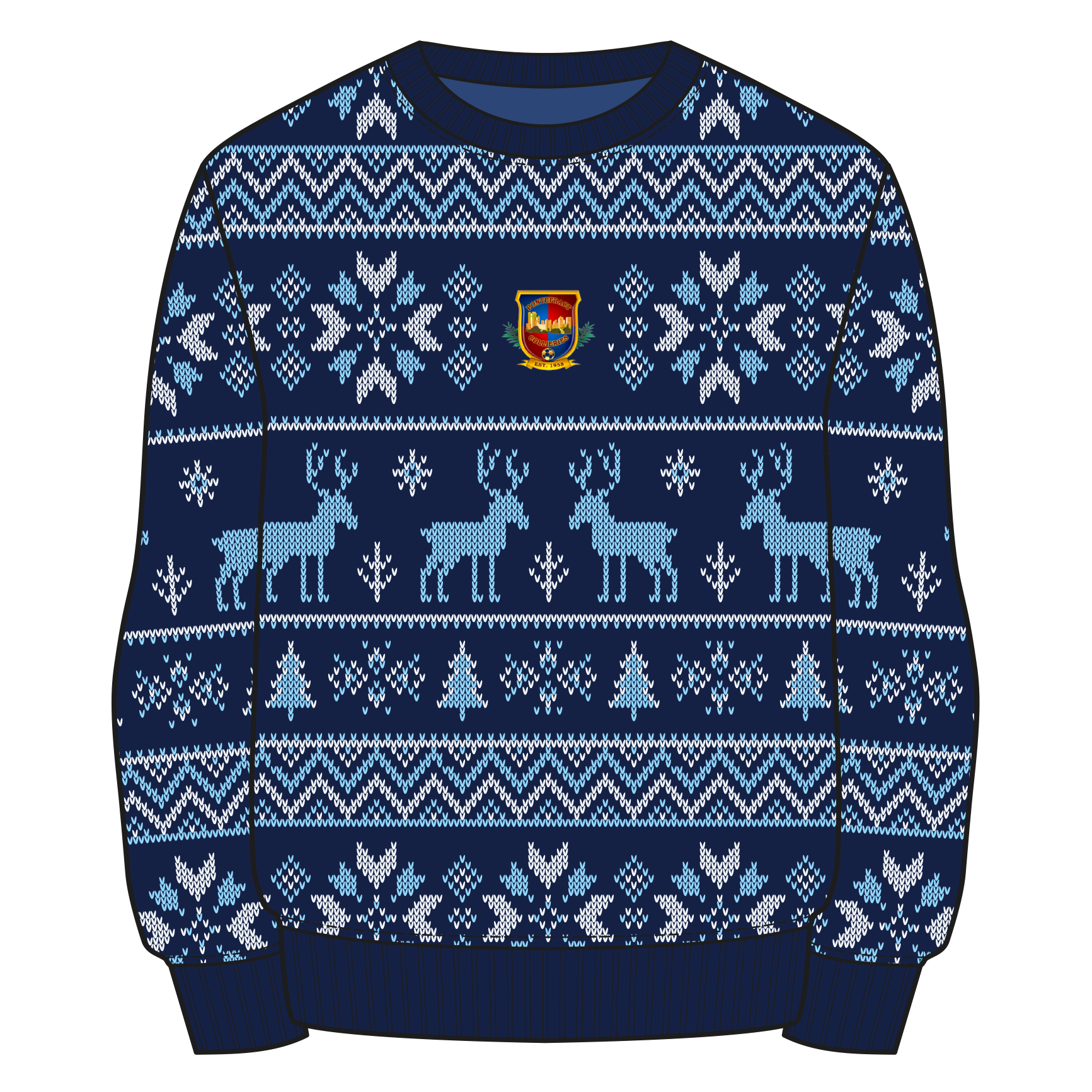 Pontefract Collieries FC Christmas Jumper - Navy/Sky/White Youth