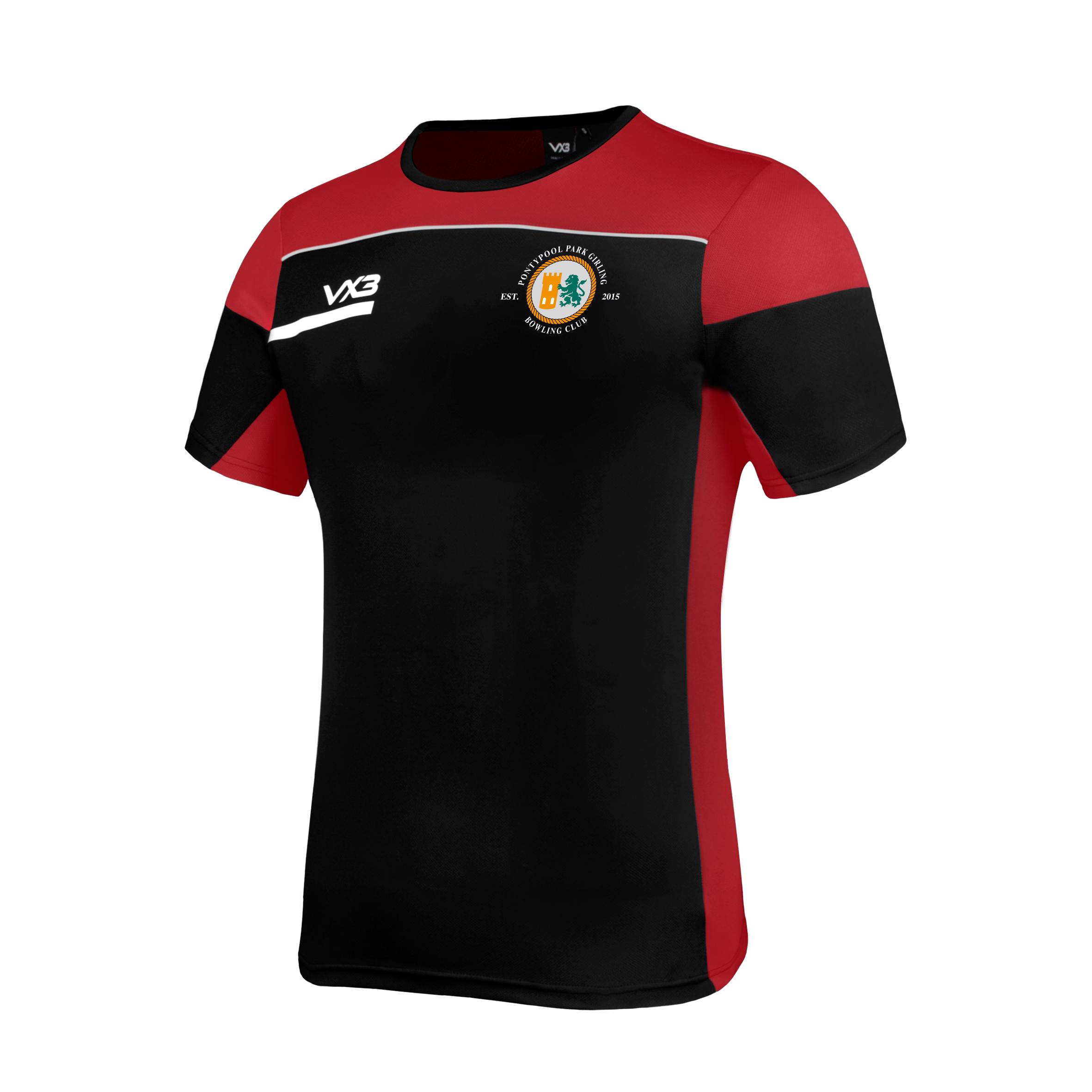 Pontypool Park Bowls Club Opus Tee - Black Red